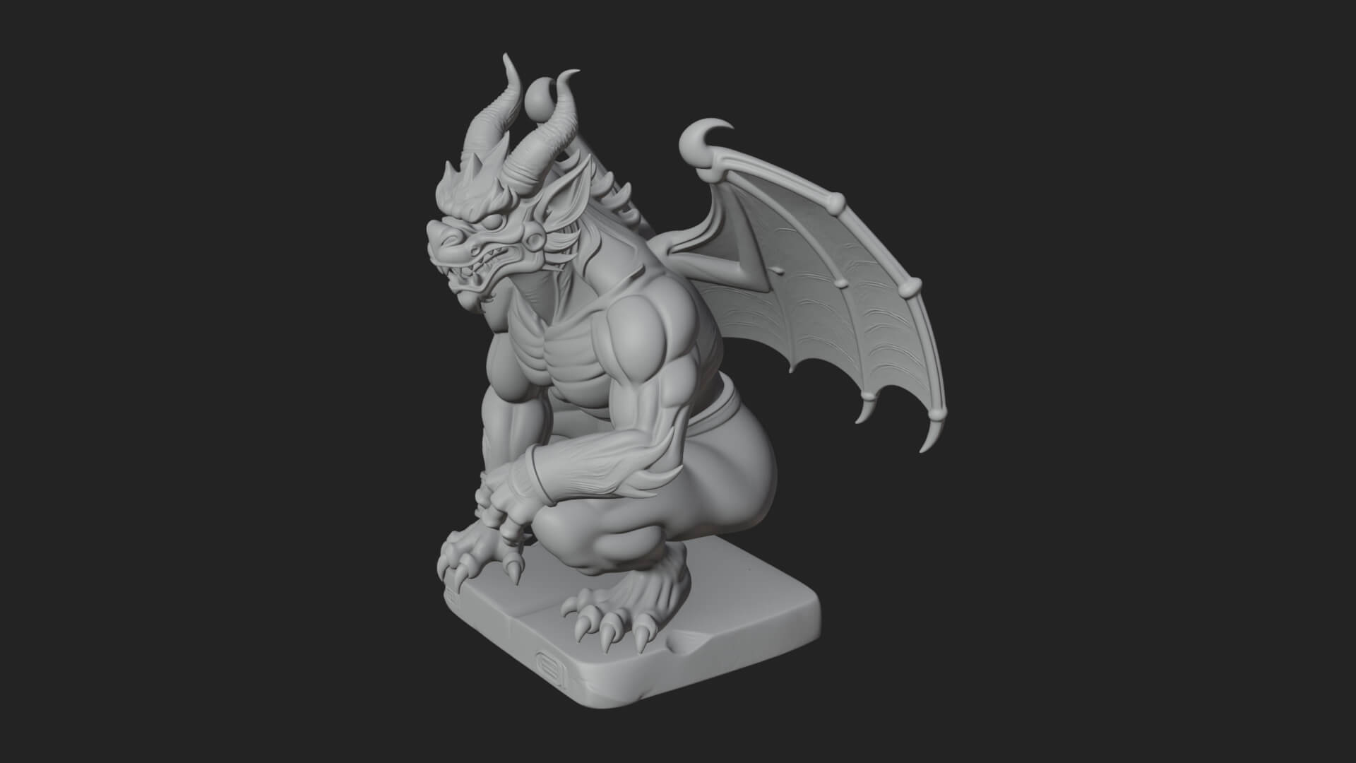 Winged Dragon Demon Statue Design 27 3D Print Model 3D Model