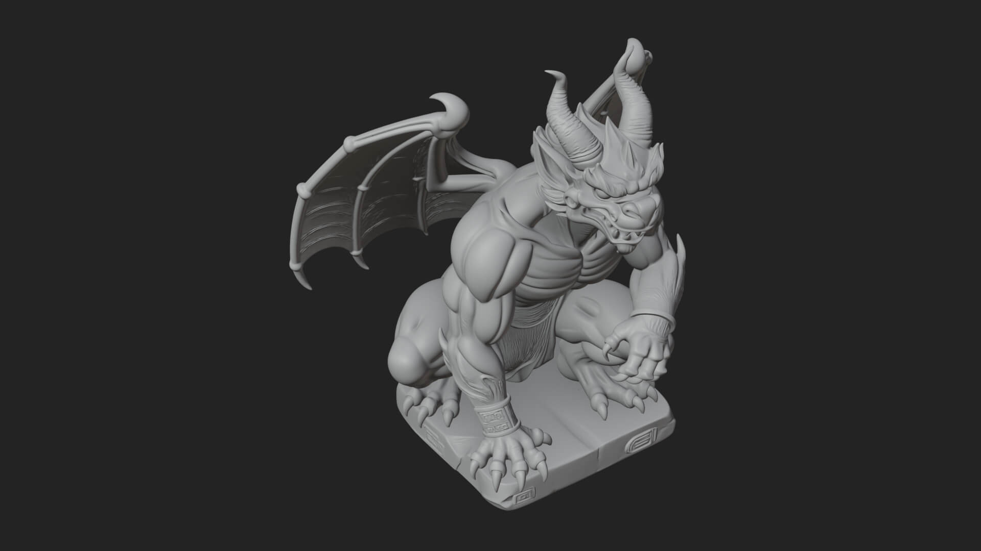 Winged Dragon Demon Statue Design 27 3D Print Model 3D Model