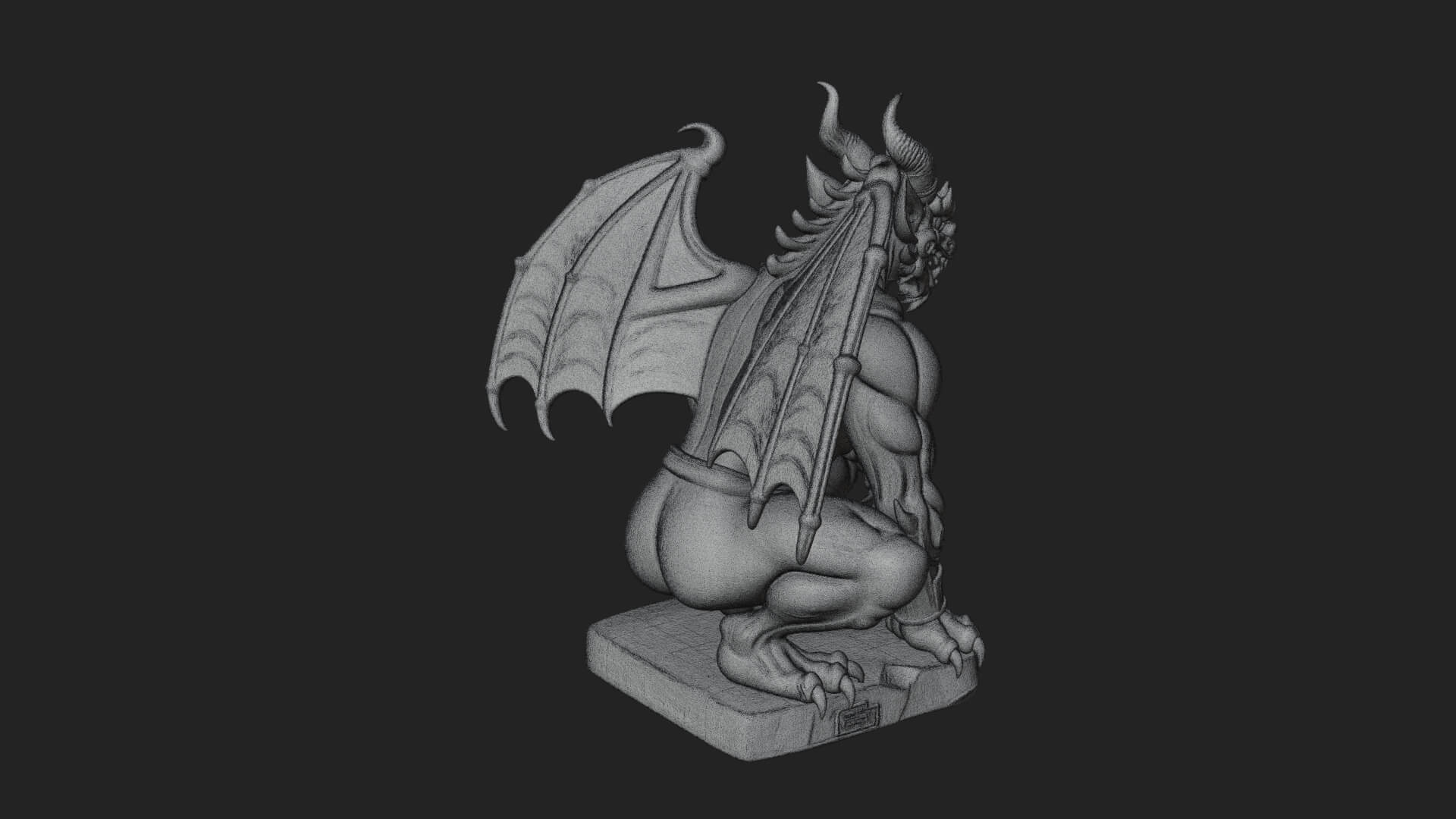 Winged Dragon Demon Statue Design 27 3D Print Model 3D Model