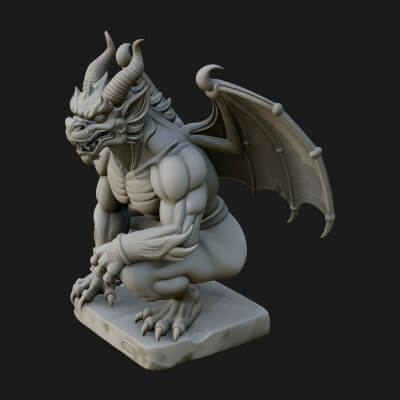 Winged Dragon Demon Statue Design 27 3D Print Model