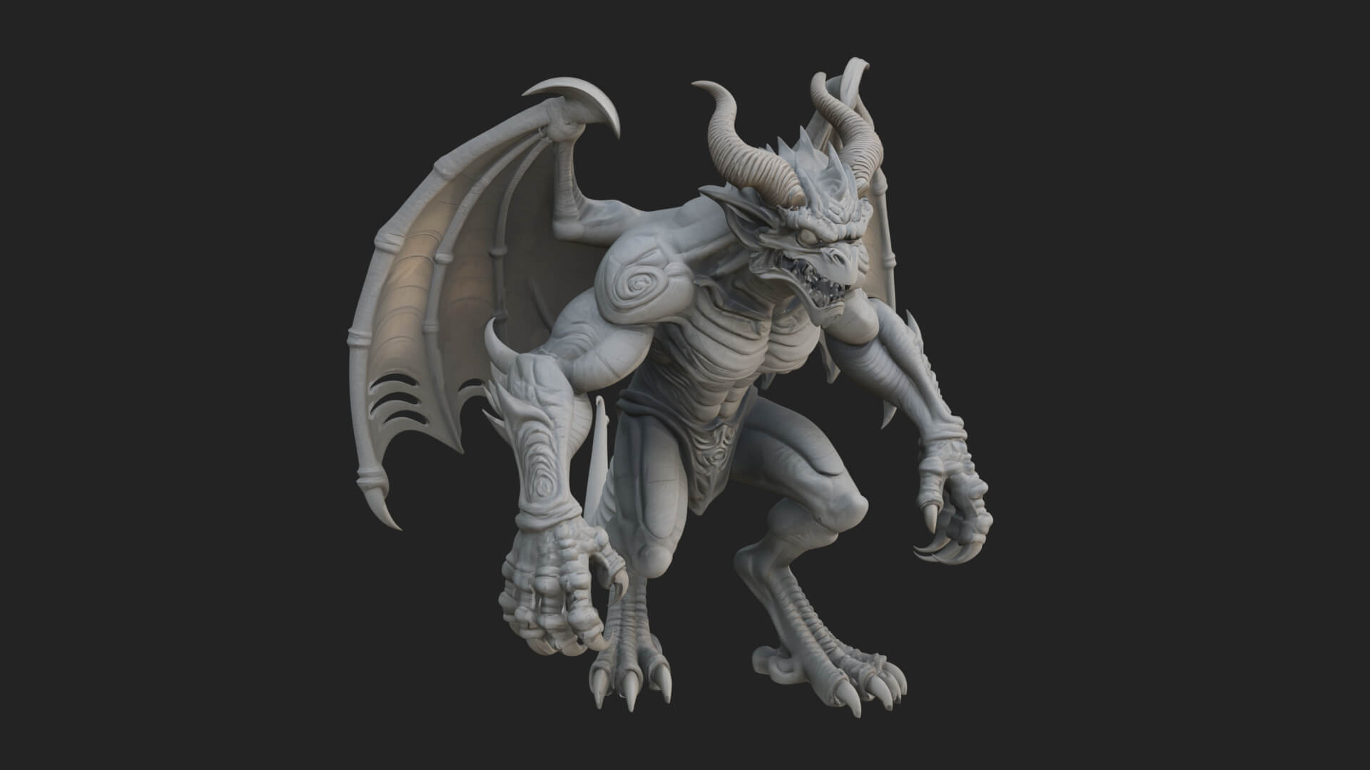 Winged Dragon Demon Statue Design 28 3D Print Model 3D Model