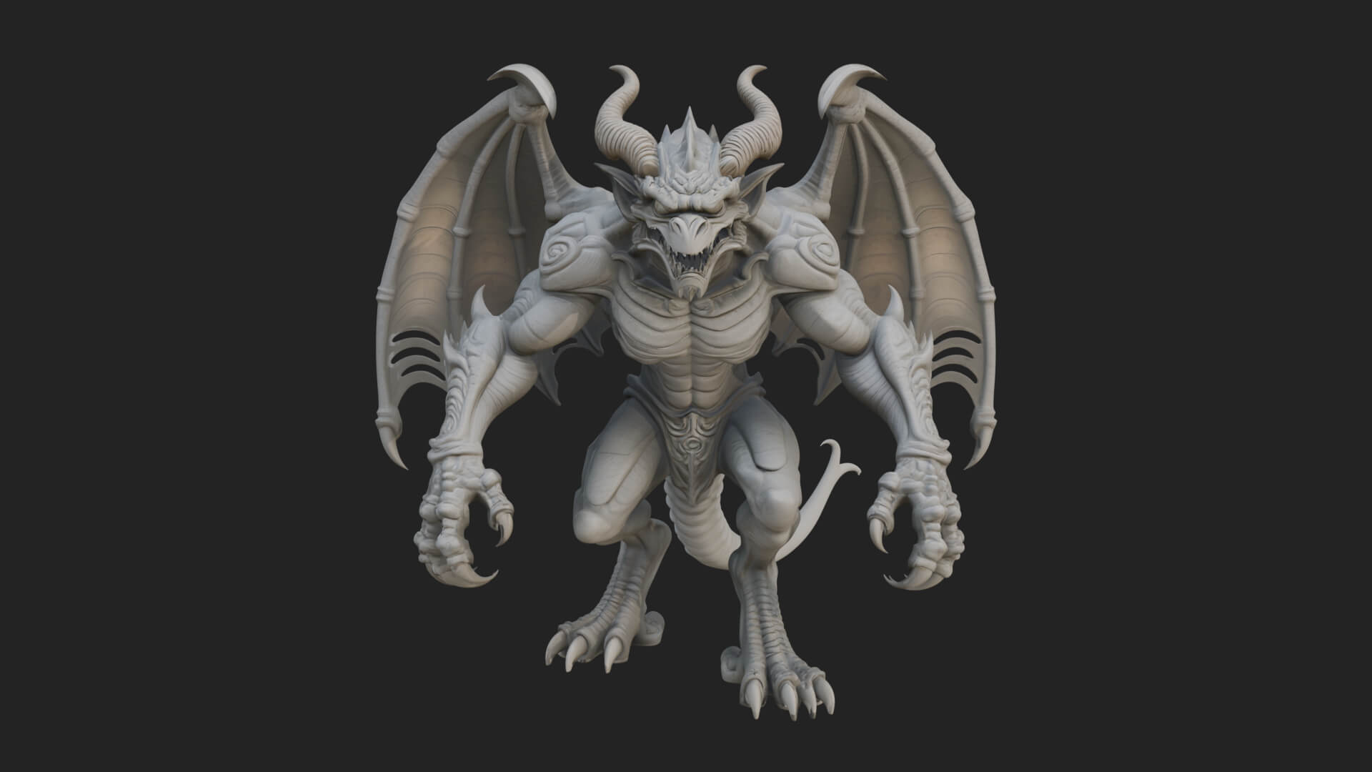 Winged Dragon Demon Statue Design 28 3D Print Model 3D Model