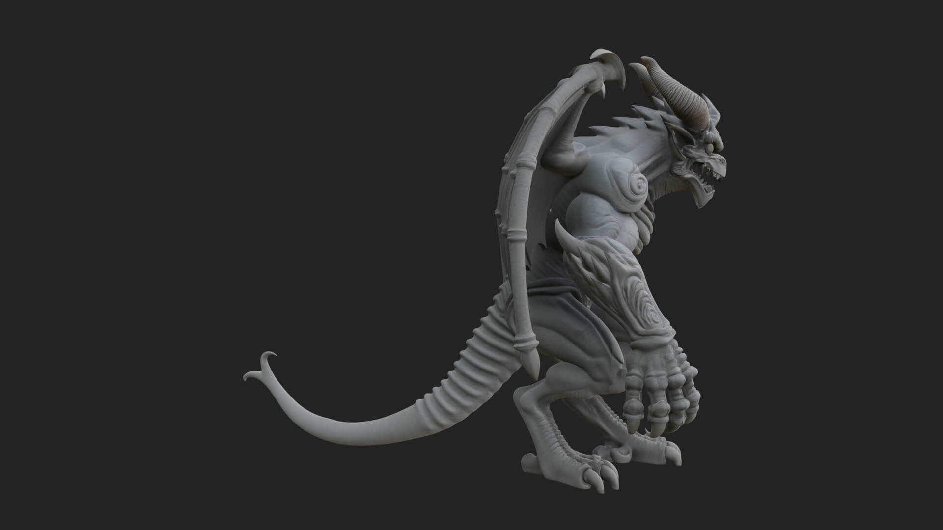 Winged Dragon Demon Statue Design 28 3D Print Model 3D Model