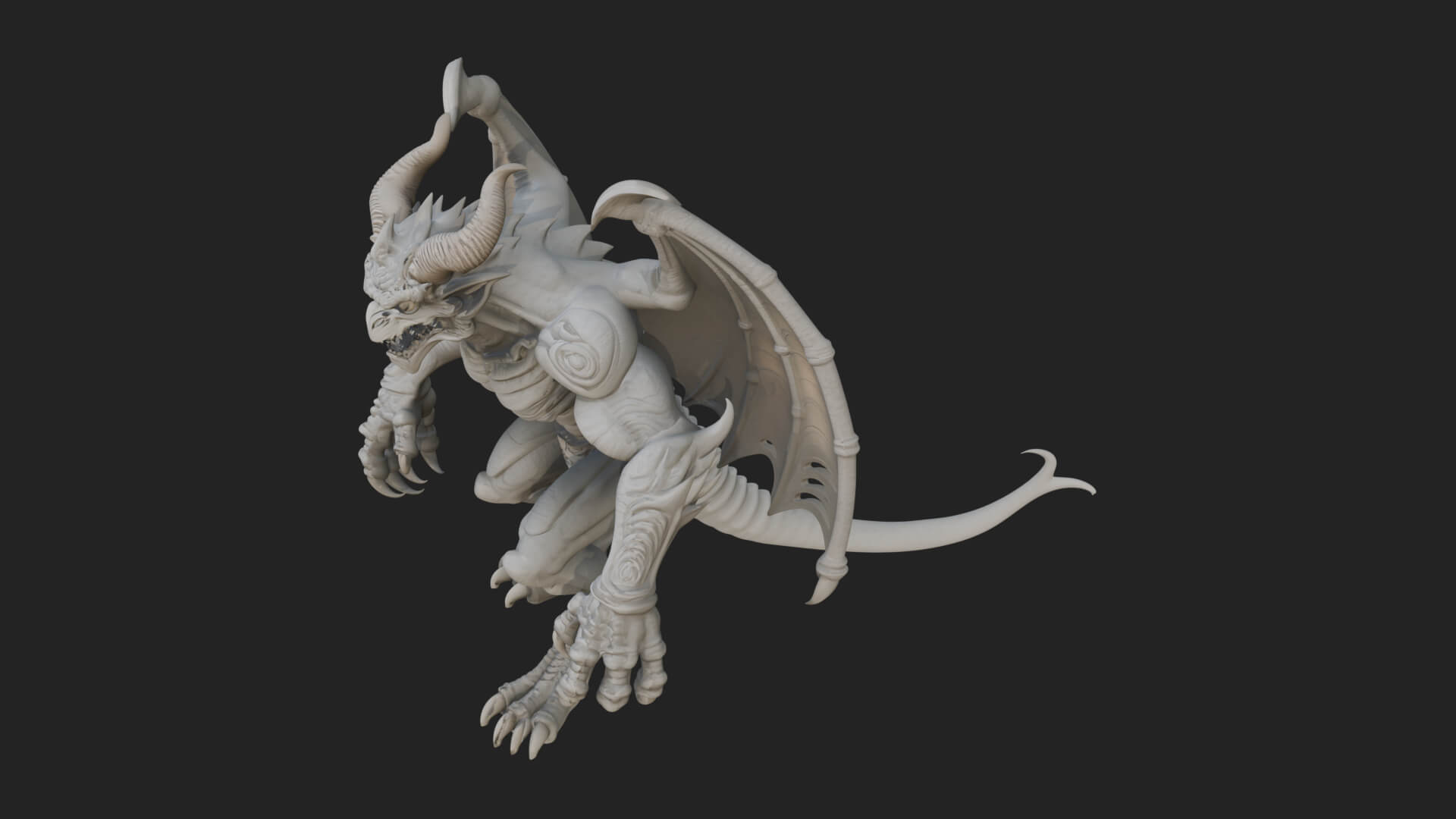 Winged Dragon Demon Statue Design 28 3D Print Model 3D Model