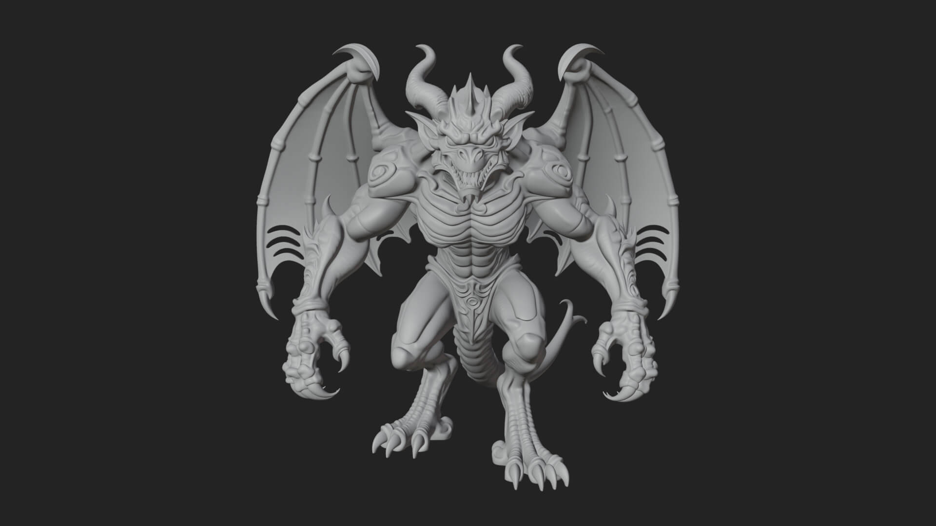 Winged Dragon Demon Statue Design 28 3D Print Model 3D Model