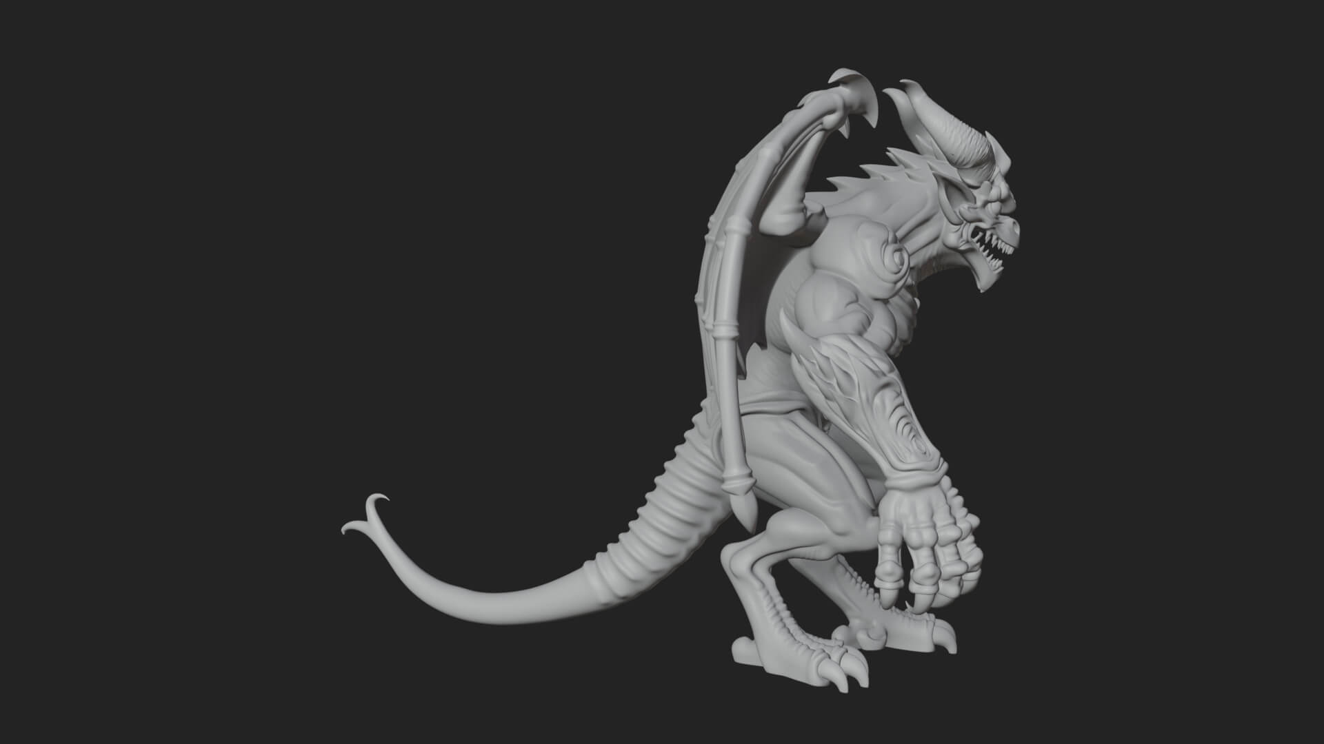 Winged Dragon Demon Statue Design 28 3D Print Model 3D Model