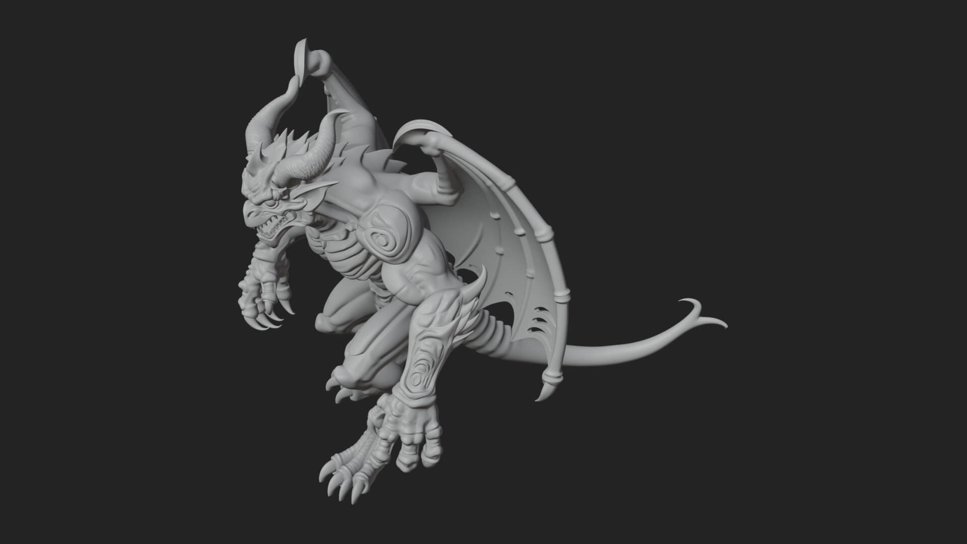 Winged Dragon Demon Statue Design 28 3D Print Model 3D Model
