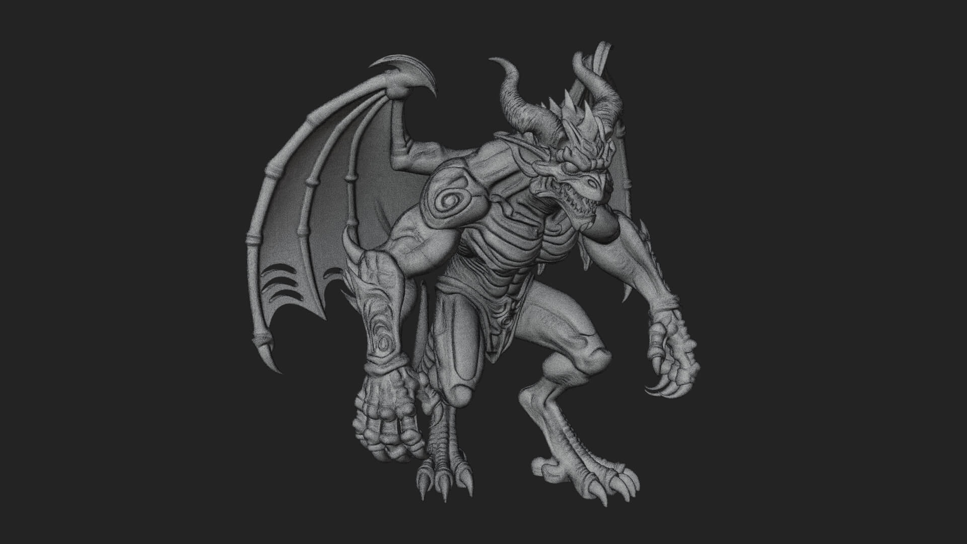 Winged Dragon Demon Statue Design 28 3D Print Model 3D Model