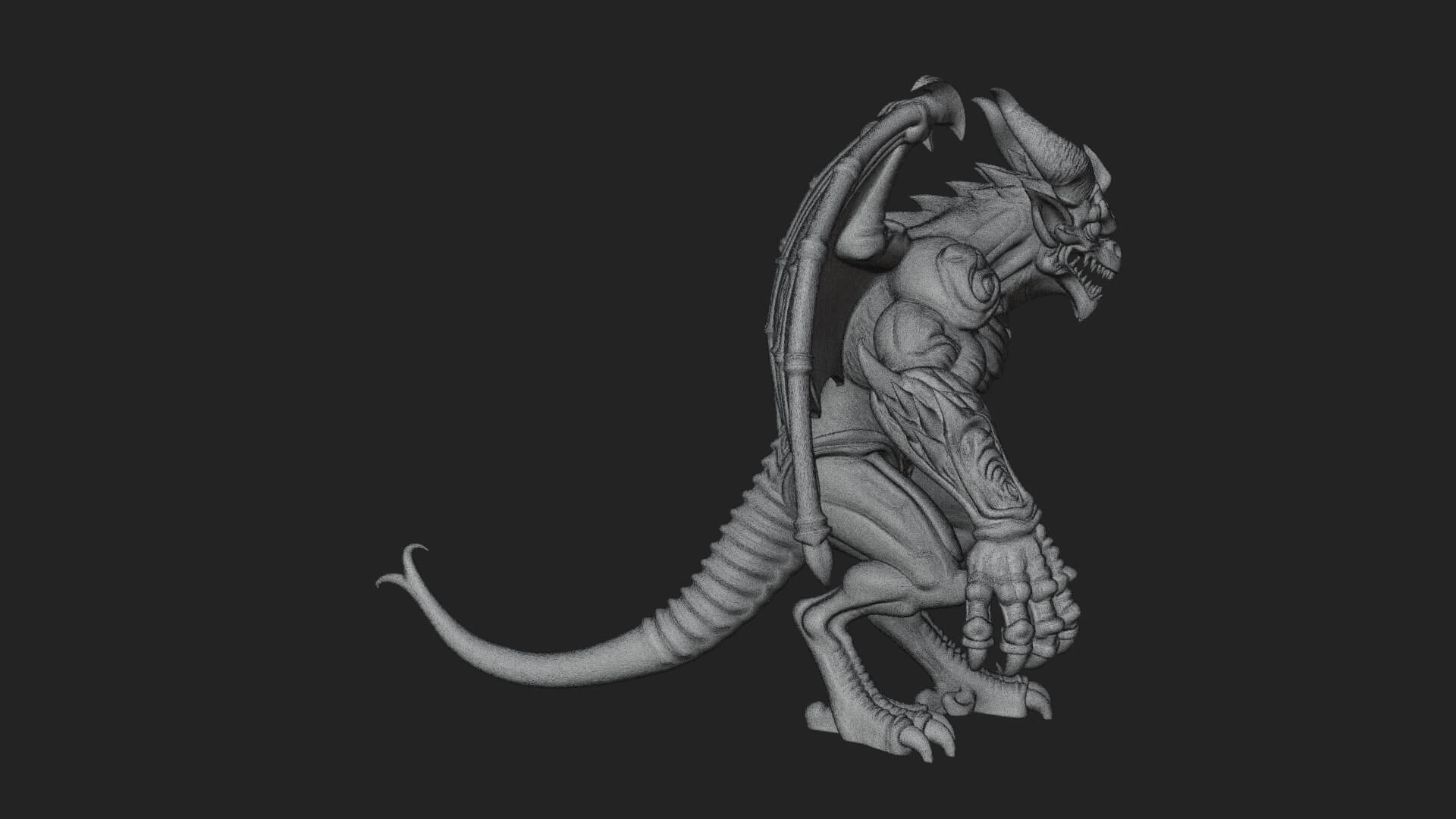 Winged Dragon Demon Statue Design 28 3D Print Model 3D Model