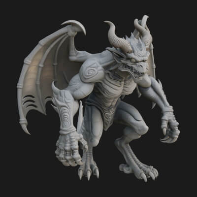 Winged Dragon Demon Statue Design 28 3D Print Model