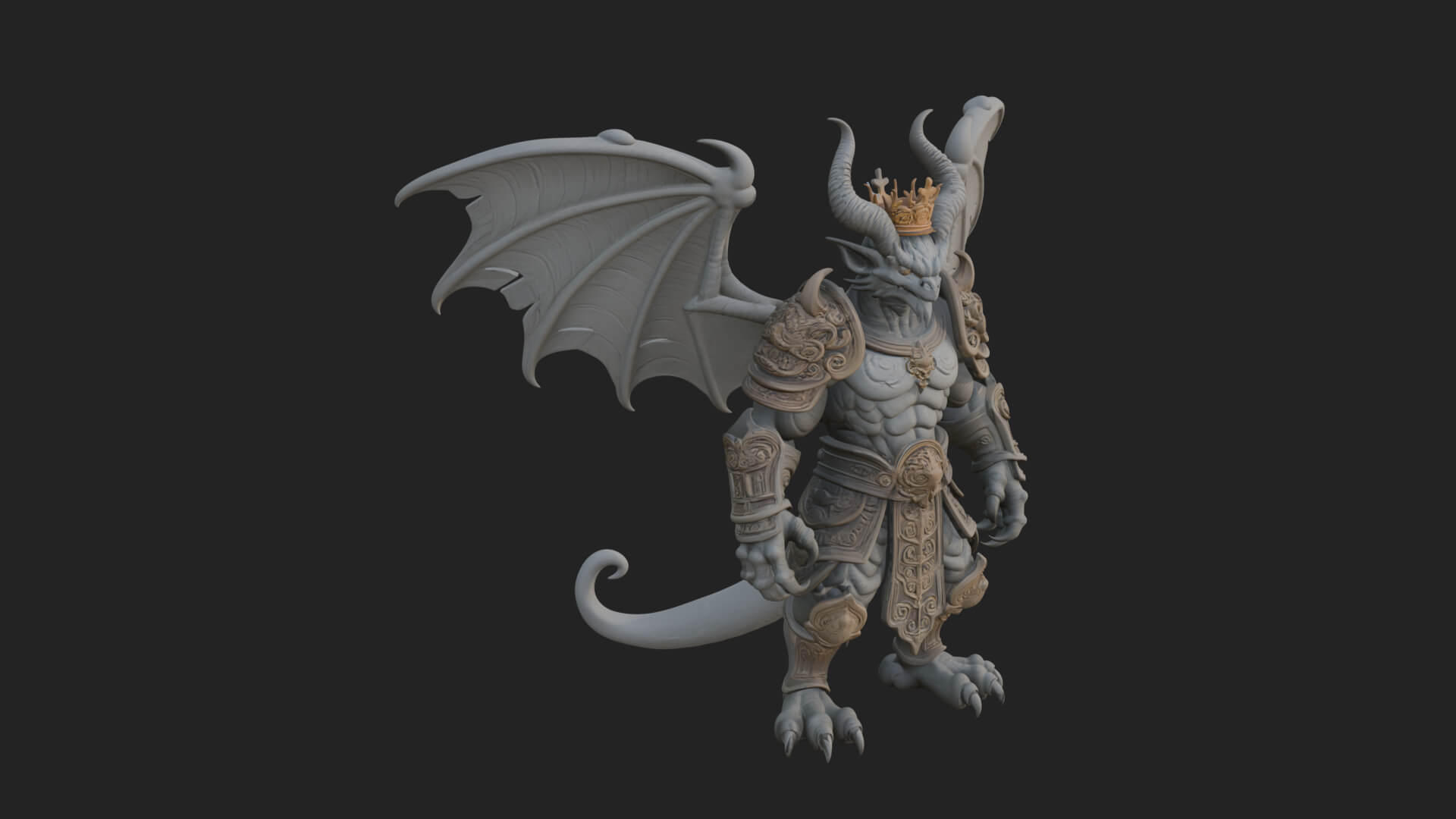 Winged Dragon Demon Statue Design 29 3D Print Model 3D Model