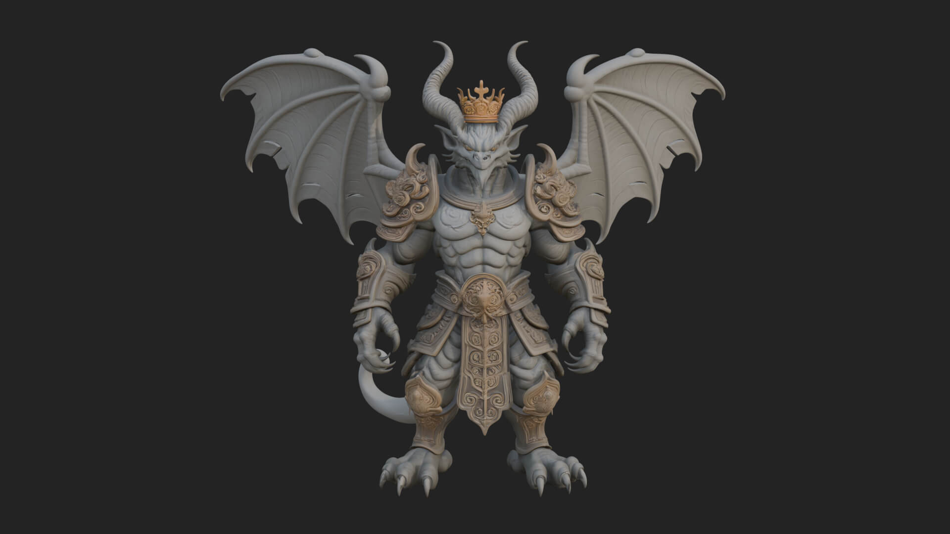 Winged Dragon Demon Statue Design 29 3D Print Model 3D Model