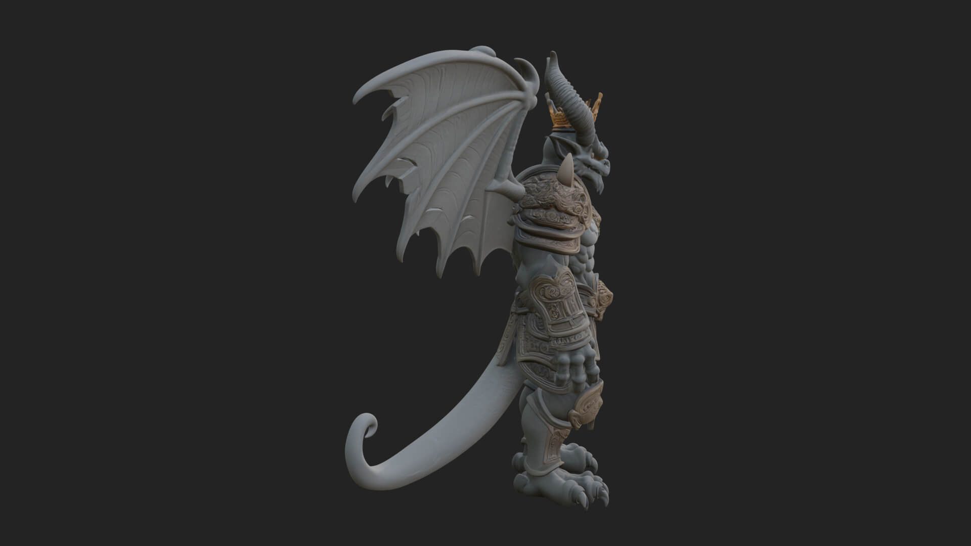 Winged Dragon Demon Statue Design 29 3D Print Model 3D Model