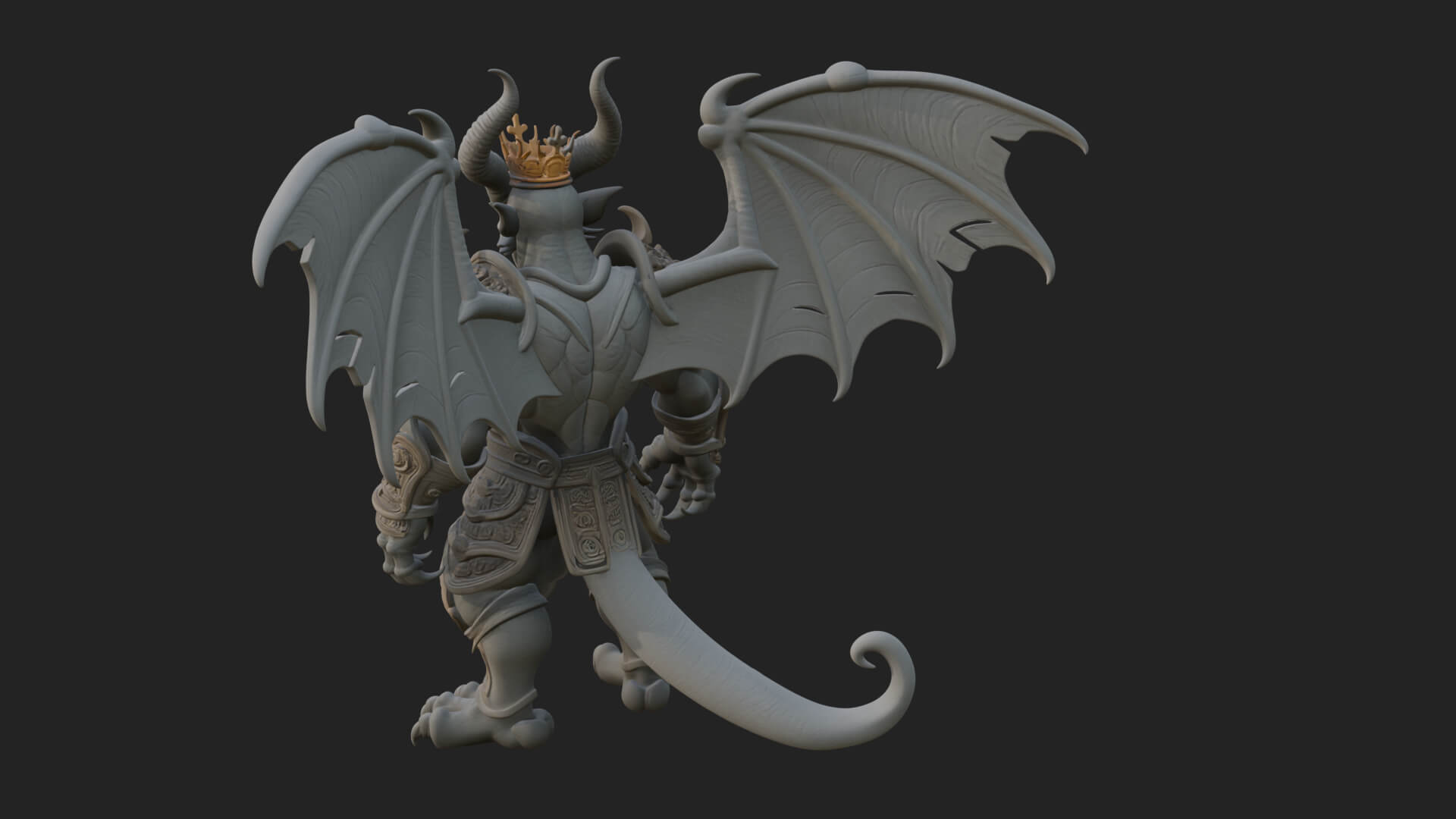 Winged Dragon Demon Statue Design 29 3D Print Model 3D Model
