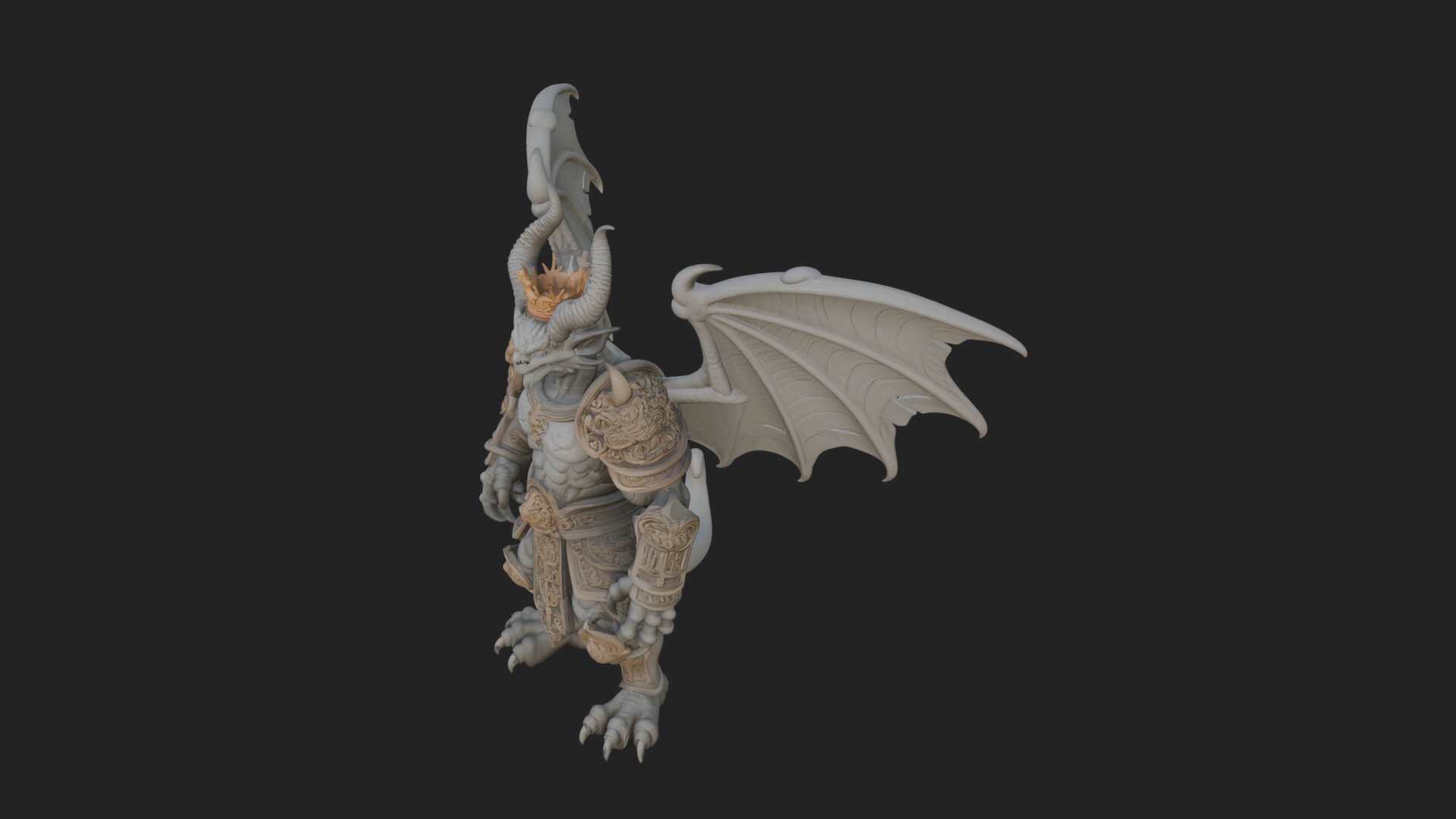 Winged Dragon Demon Statue Design 29 3D Print Model 3D Model