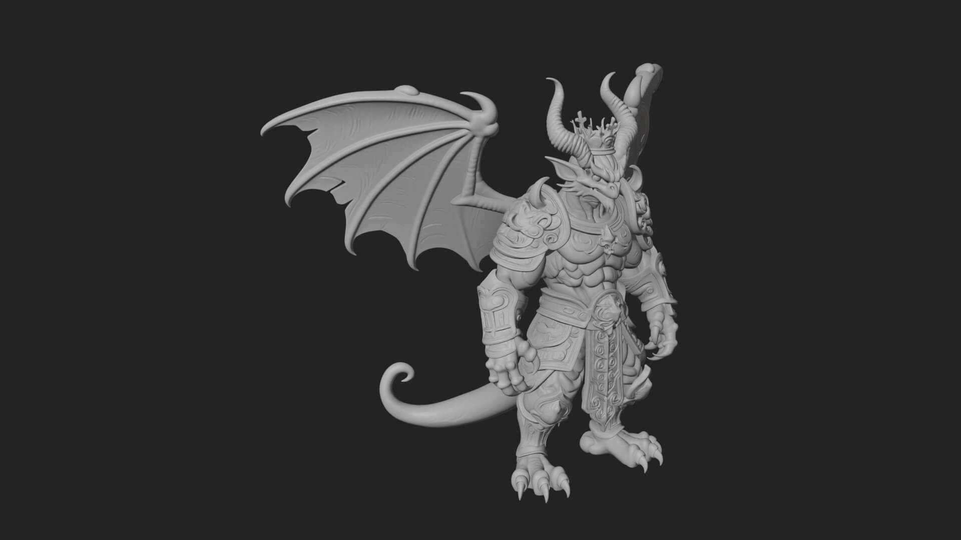 Winged Dragon Demon Statue Design 29 3D Print Model 3D Model