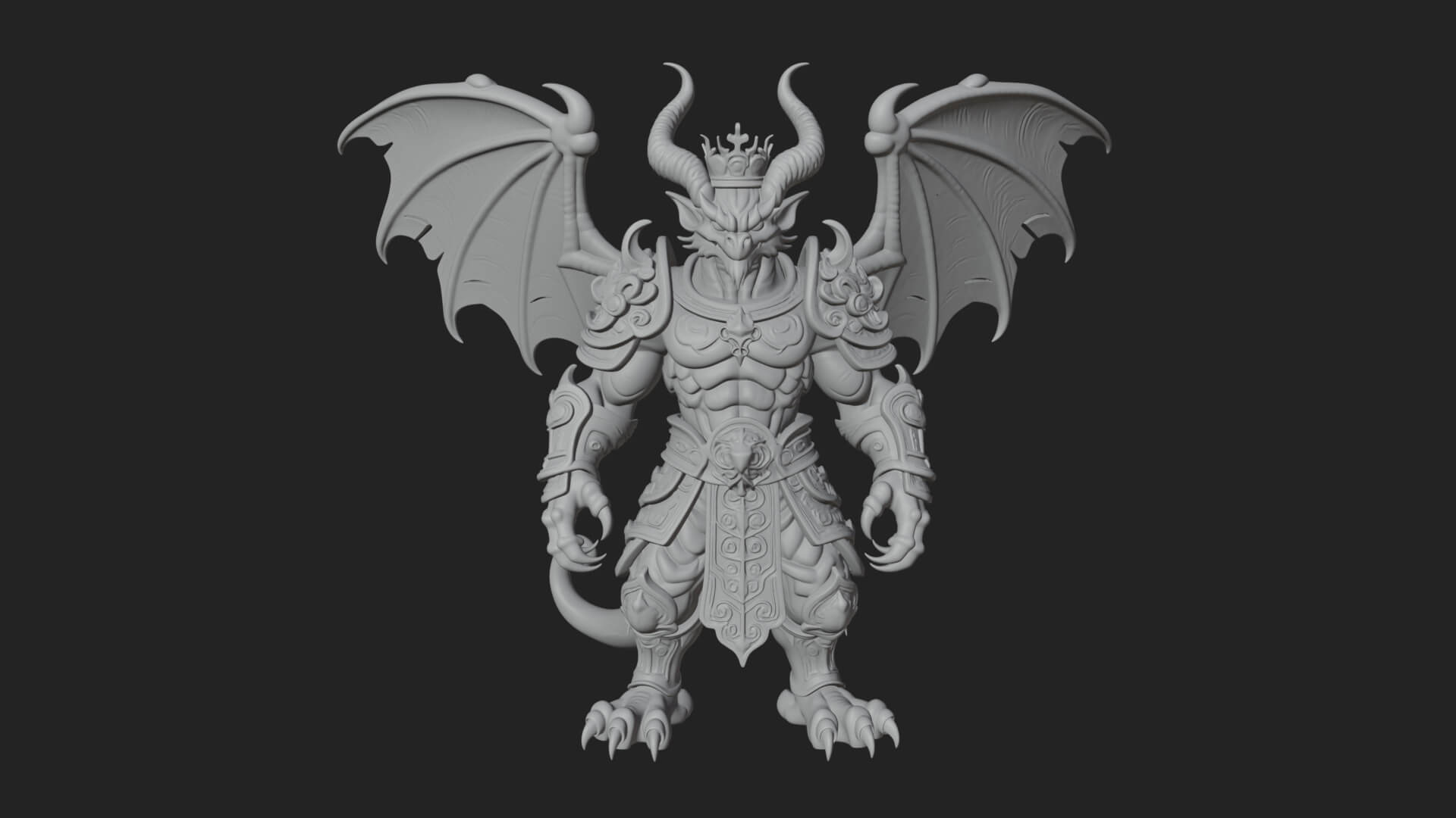 Winged Dragon Demon Statue Design 29 3D Print Model 3D Model