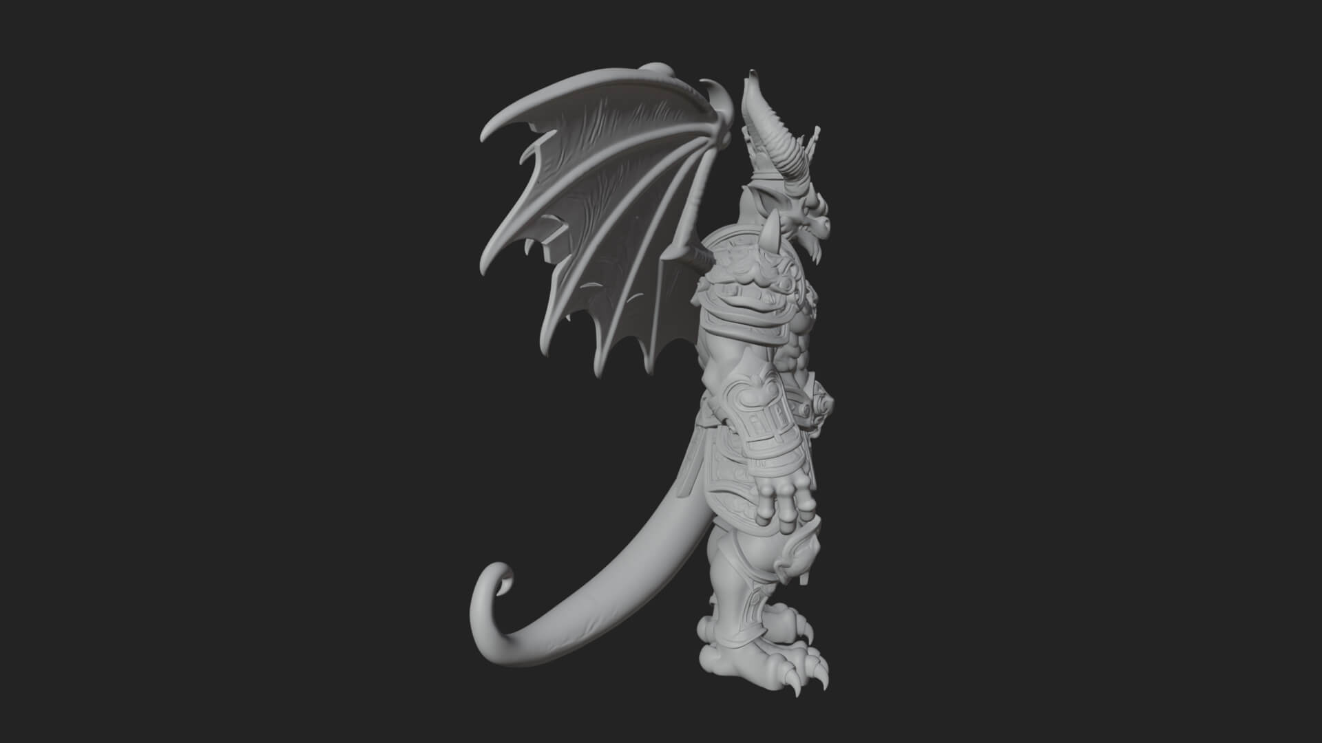 Winged Dragon Demon Statue Design 29 3D Print Model 3D Model