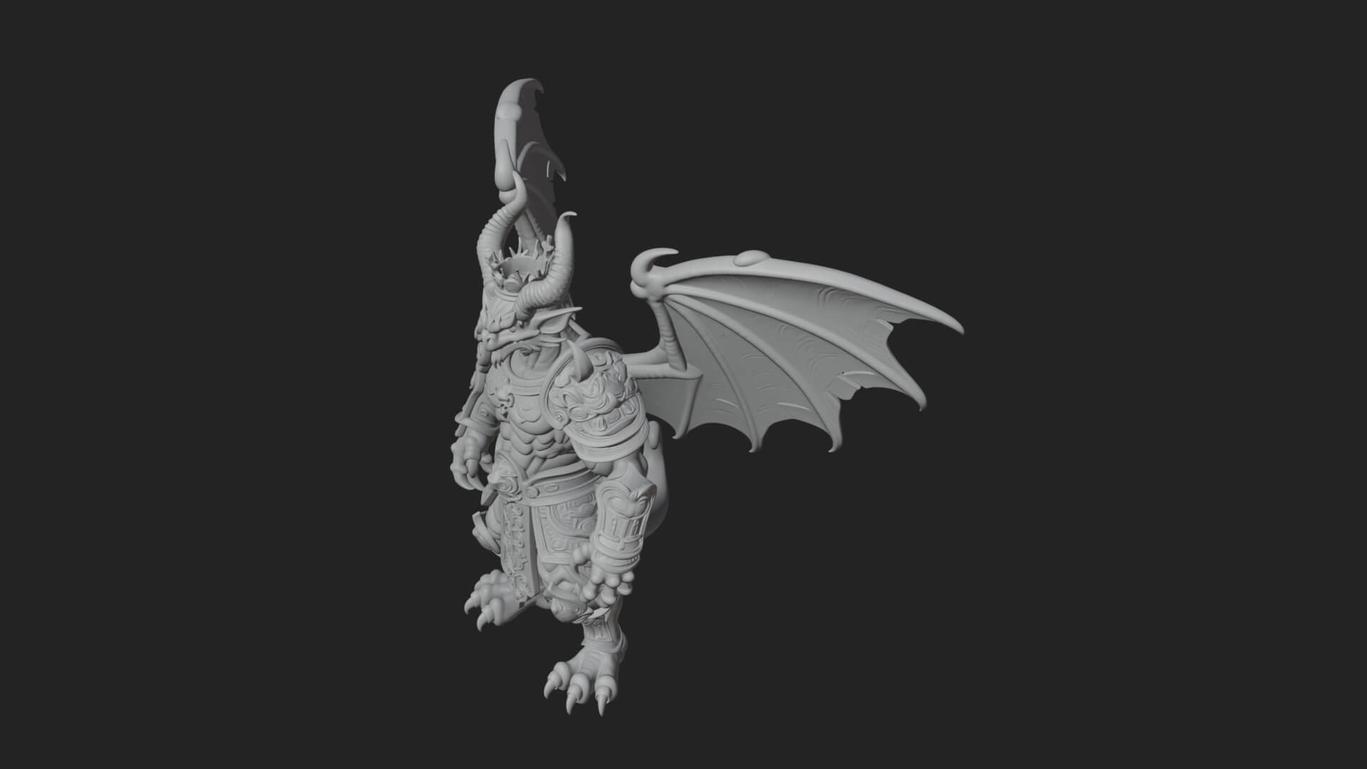 Winged Dragon Demon Statue Design 29 3D Print Model 3D Model