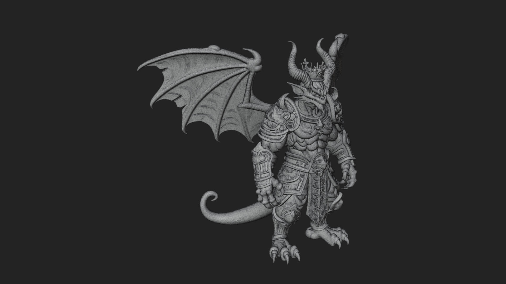 Winged Dragon Demon Statue Design 29 3D Print Model 3D Model