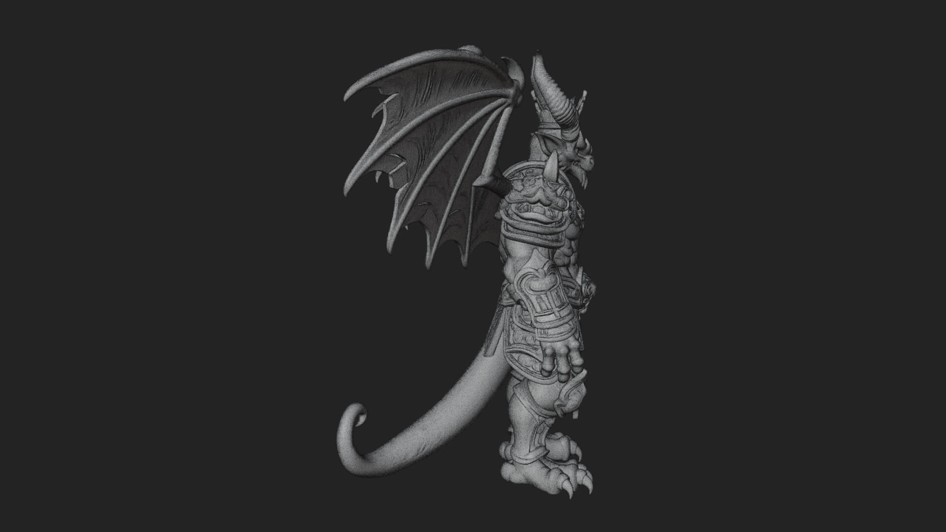 Winged Dragon Demon Statue Design 29 3D Print Model 3D Model