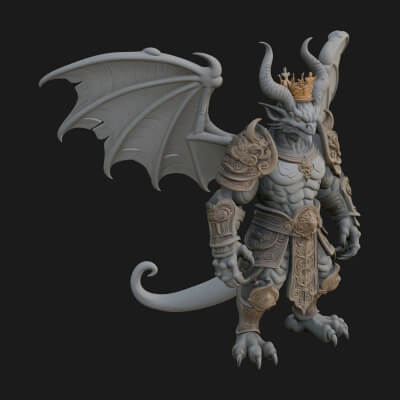 Winged Dragon Demon Statue Design 29 3D Print Model