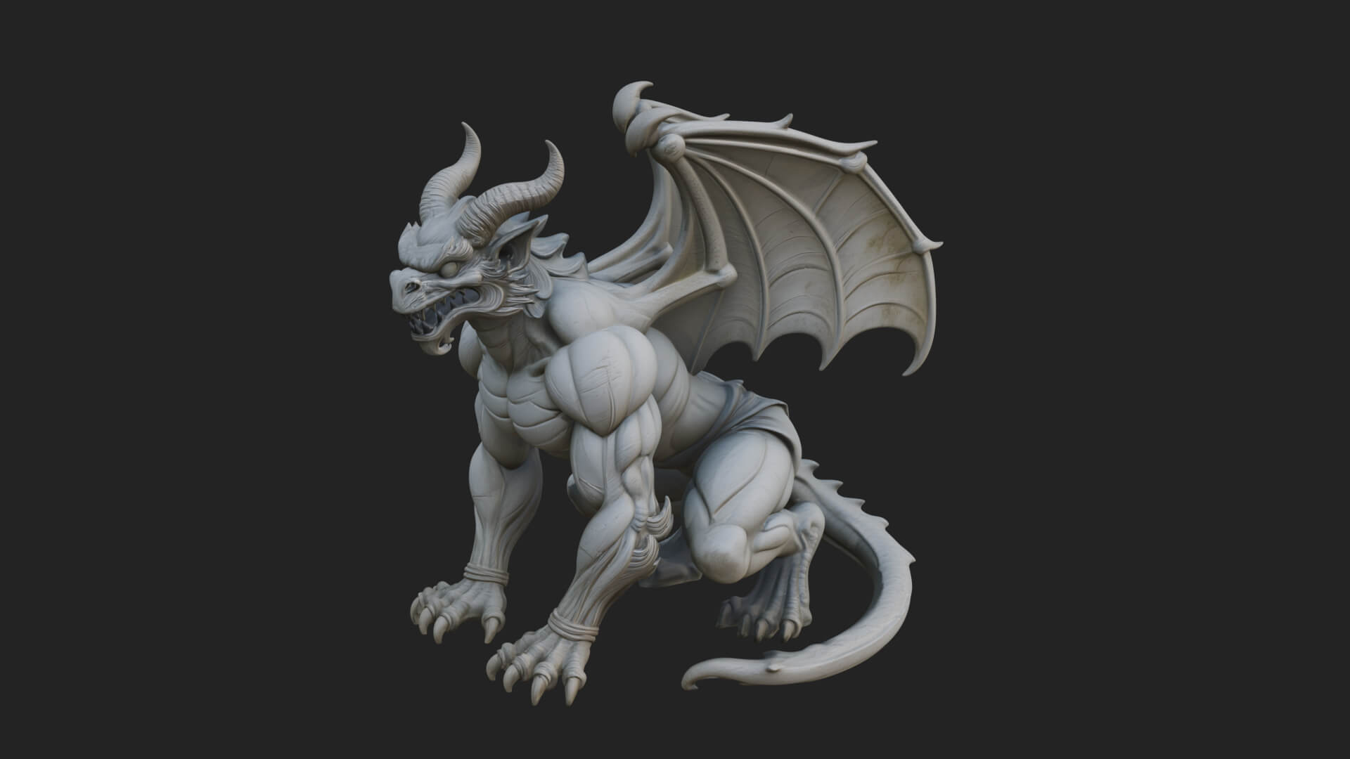 Winged Dragon Demon Statue Design 30 3D Print Model 3D Model