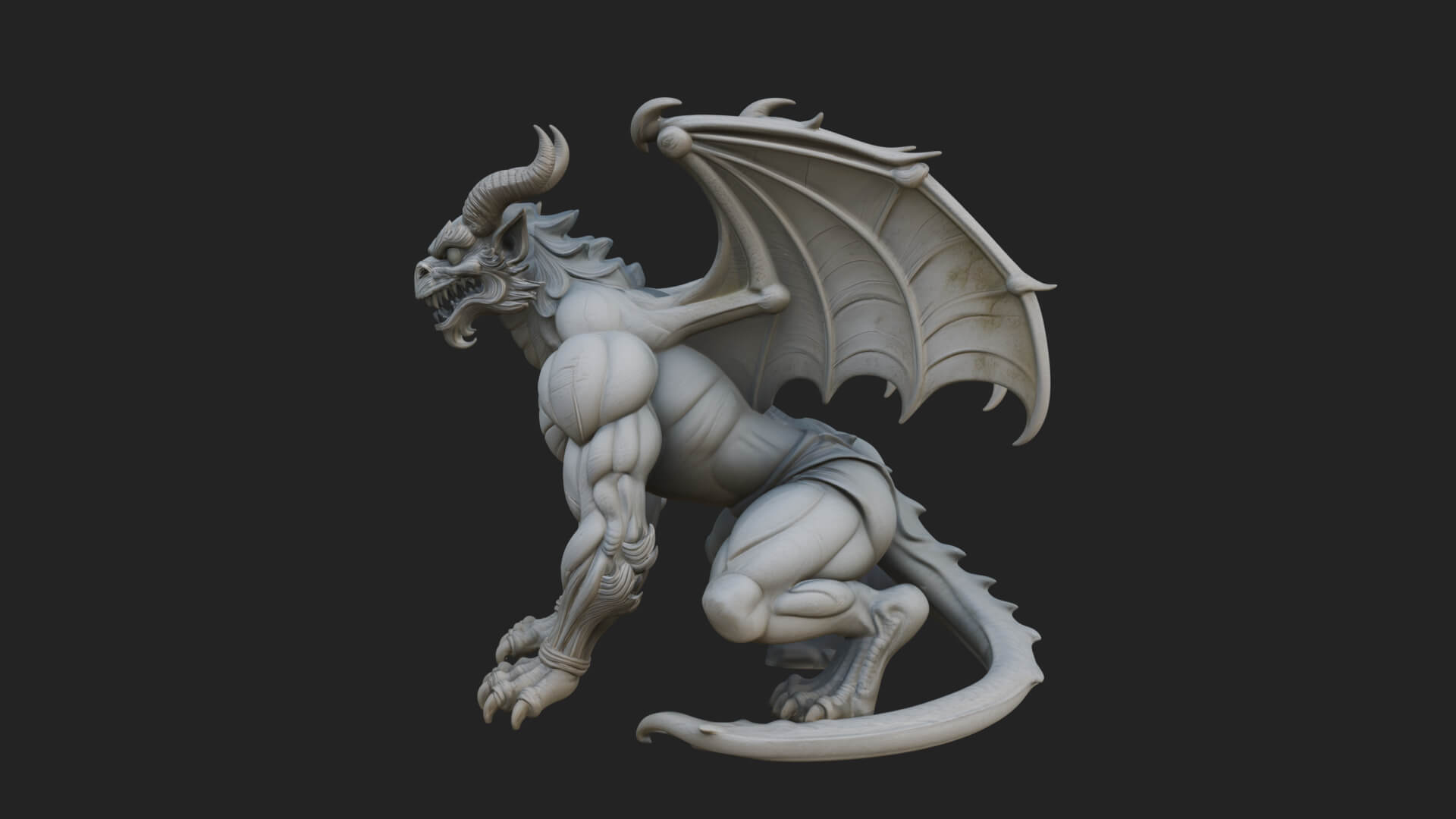 Winged Dragon Demon Statue Design 30 3D Print Model 3D Model