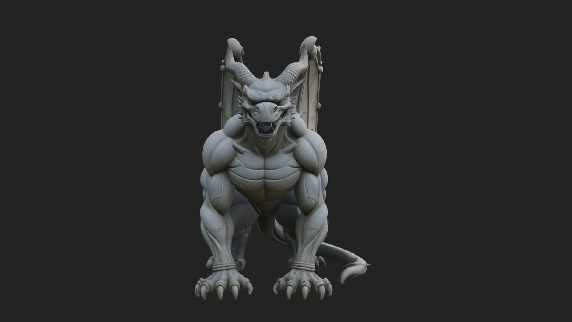 Winged Dragon Demon Statue Design 30 3D Print Model 3D Model