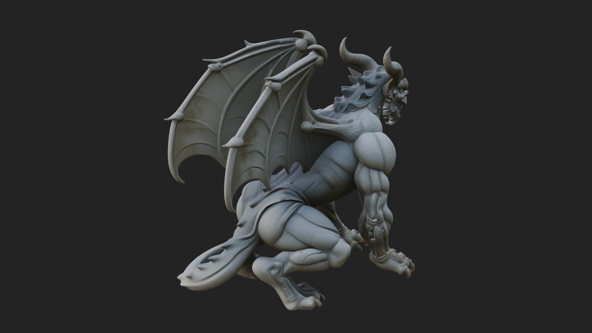Winged Dragon Demon Statue Design 30 3D Print Model 3D Model