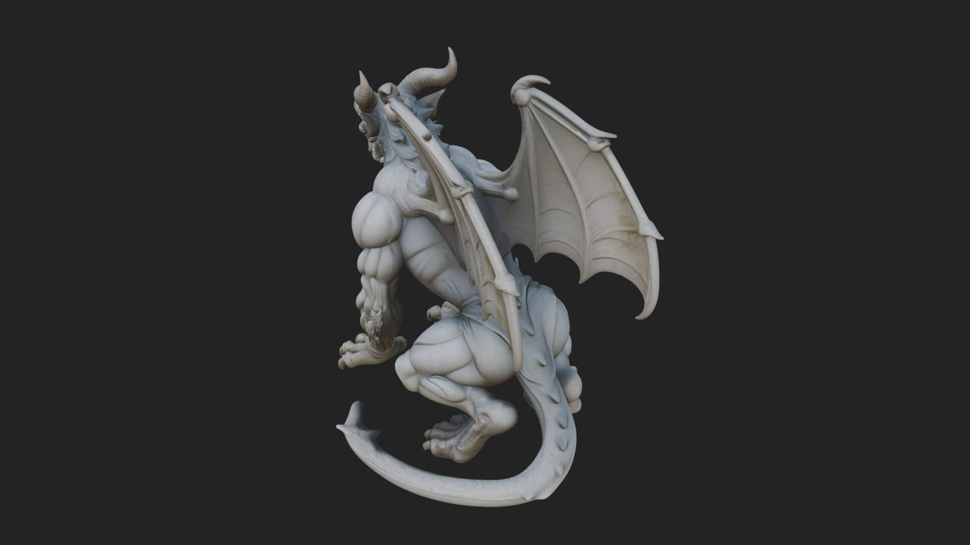 Winged Dragon Demon Statue Design 30 3D Print Model 3D Model