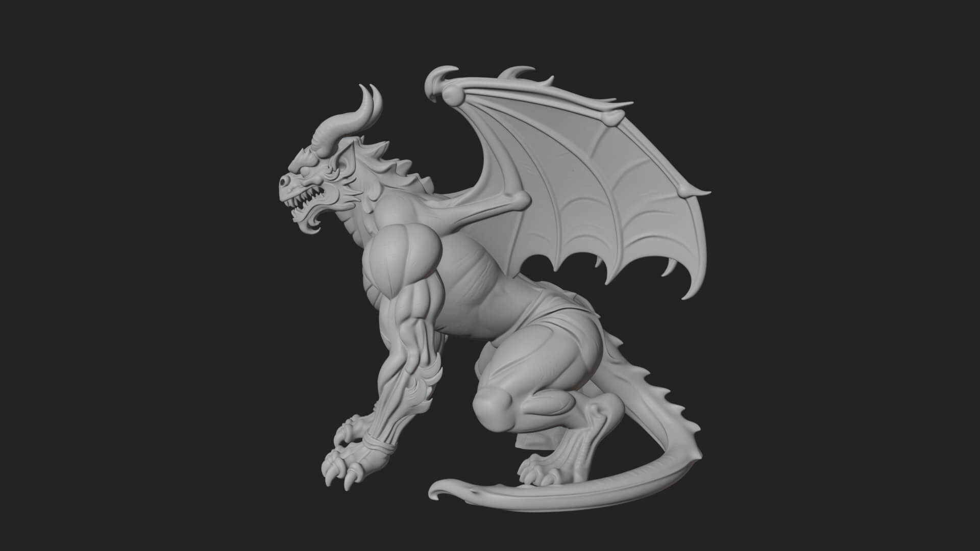 Winged Dragon Demon Statue Design 30 3D Print Model 3D Model