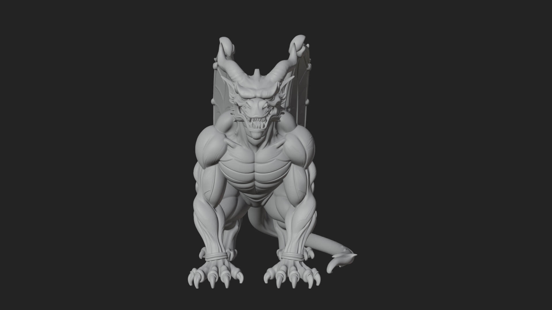 Winged Dragon Demon Statue Design 30 3D Print Model 3D Model