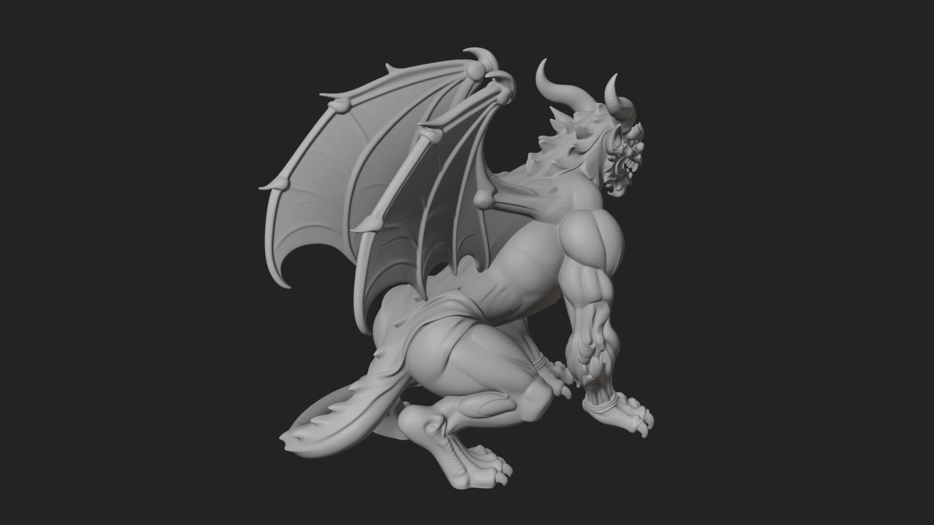 Winged Dragon Demon Statue Design 30 3D Print Model 3D Model