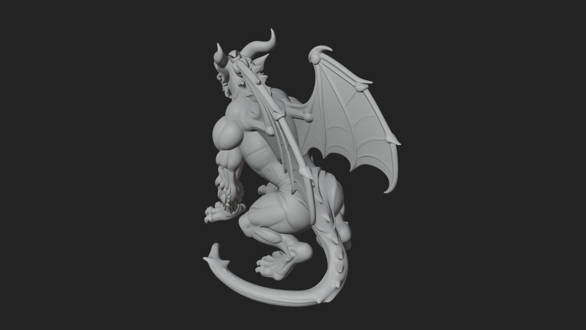 Winged Dragon Demon Statue Design 30 3D Print Model 3D Model