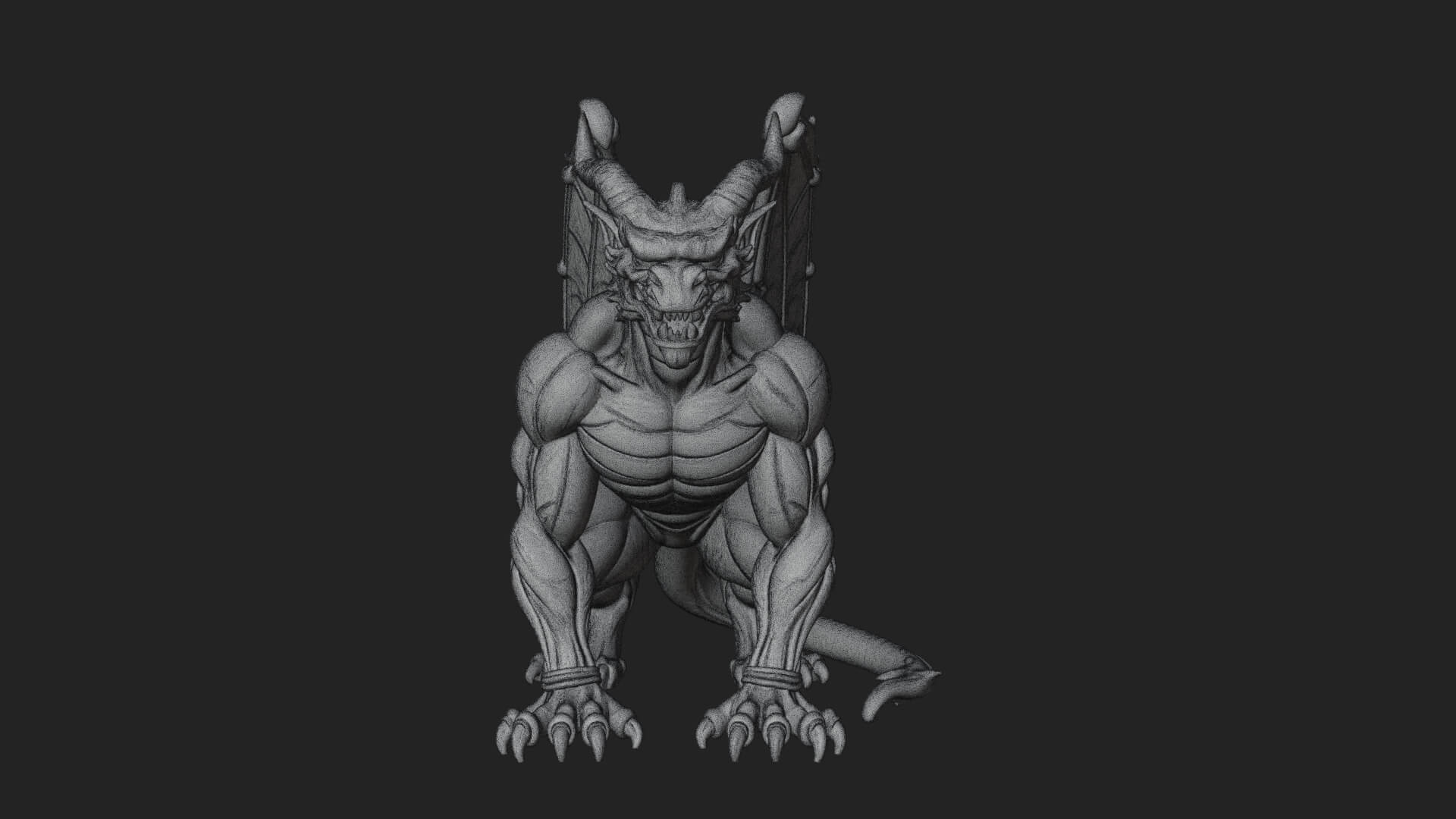 Winged Dragon Demon Statue Design 30 3D Print Model 3D Model