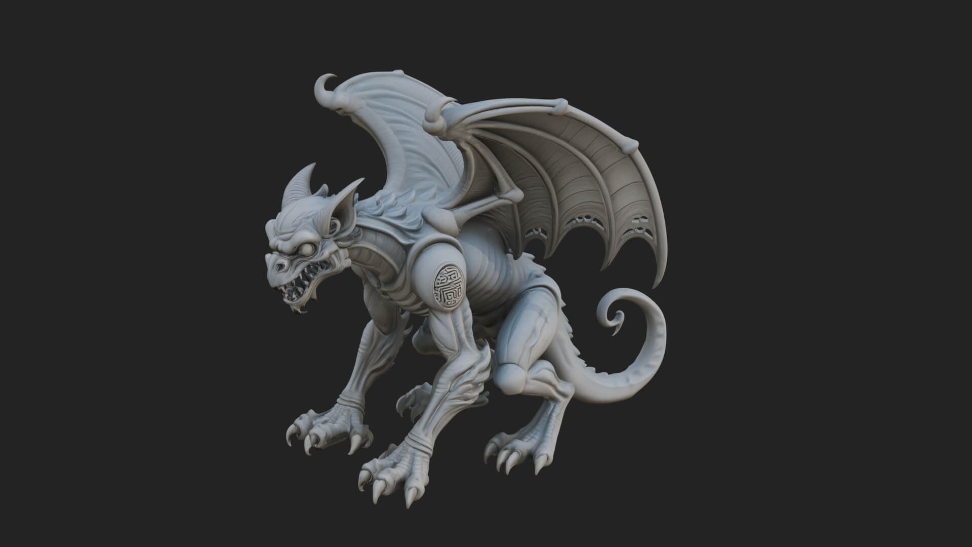 Winged Dragon Demon Statue Design 31 3D Print Model 3D Model