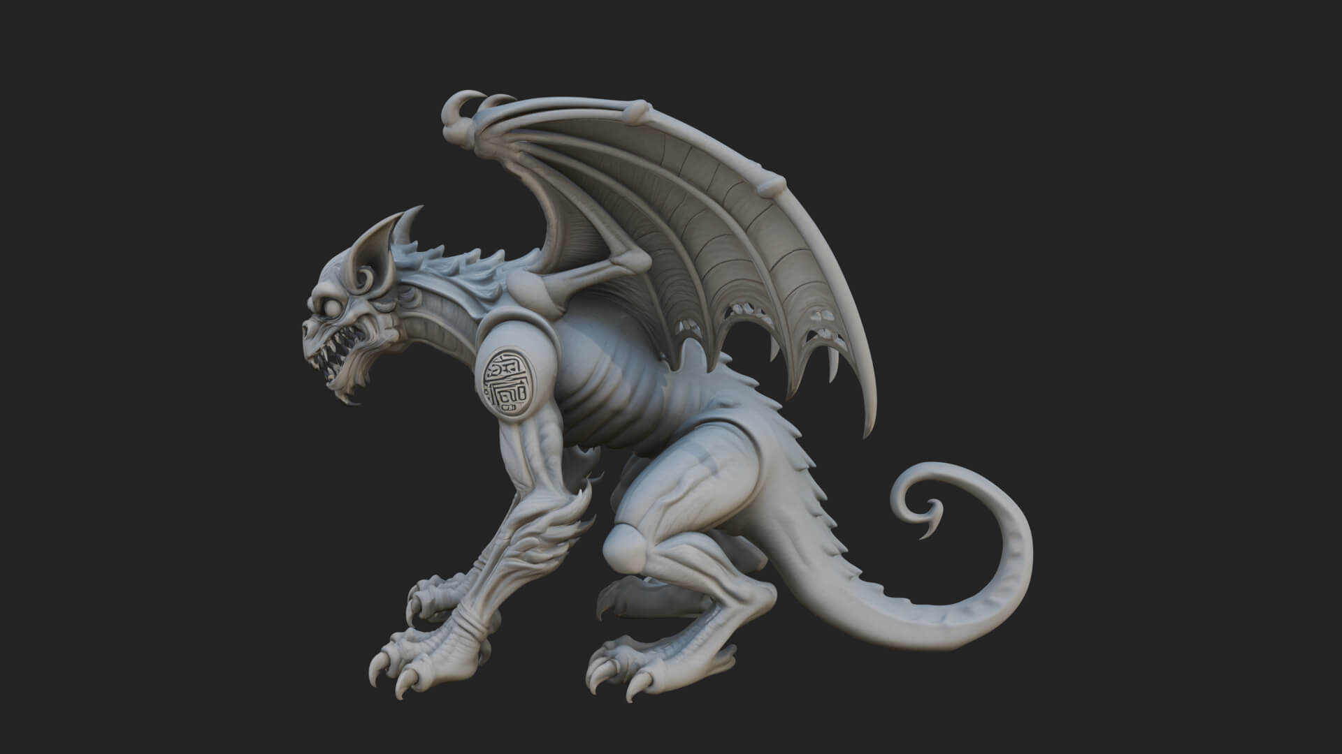 Winged Dragon Demon Statue Design 31 3D Print Model 3D Model