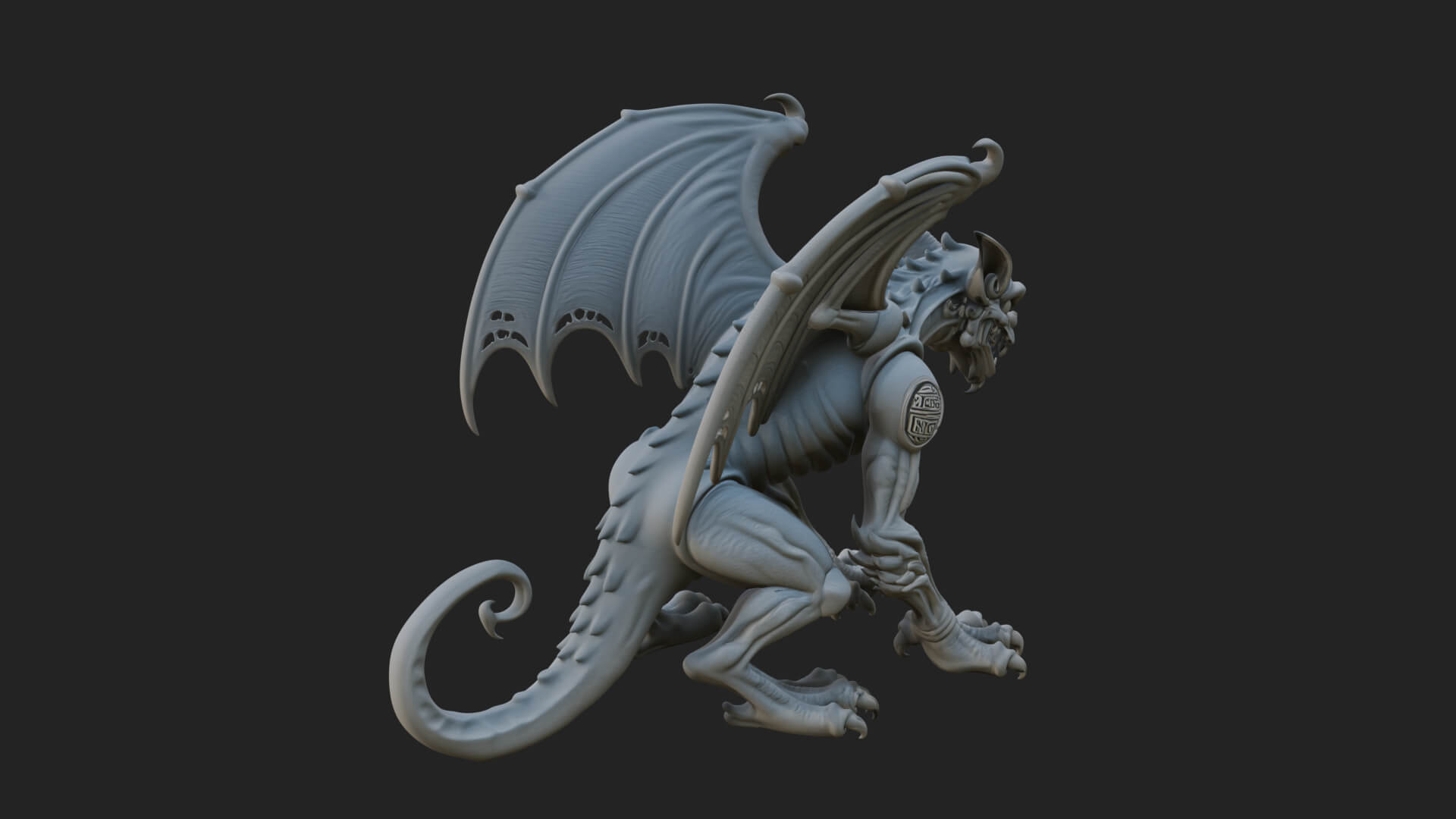 Winged Dragon Demon Statue Design 31 3D Print Model 3D Model