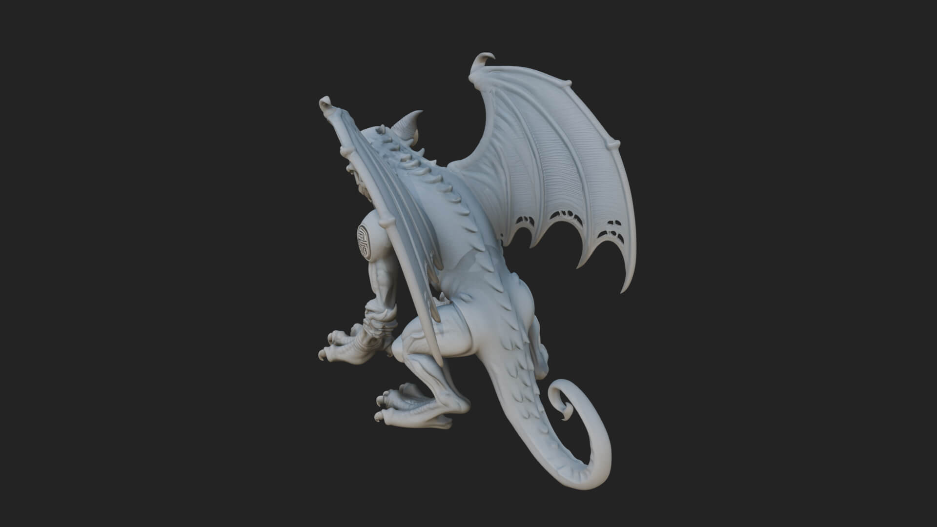 Winged Dragon Demon Statue Design 31 3D Print Model 3D Model
