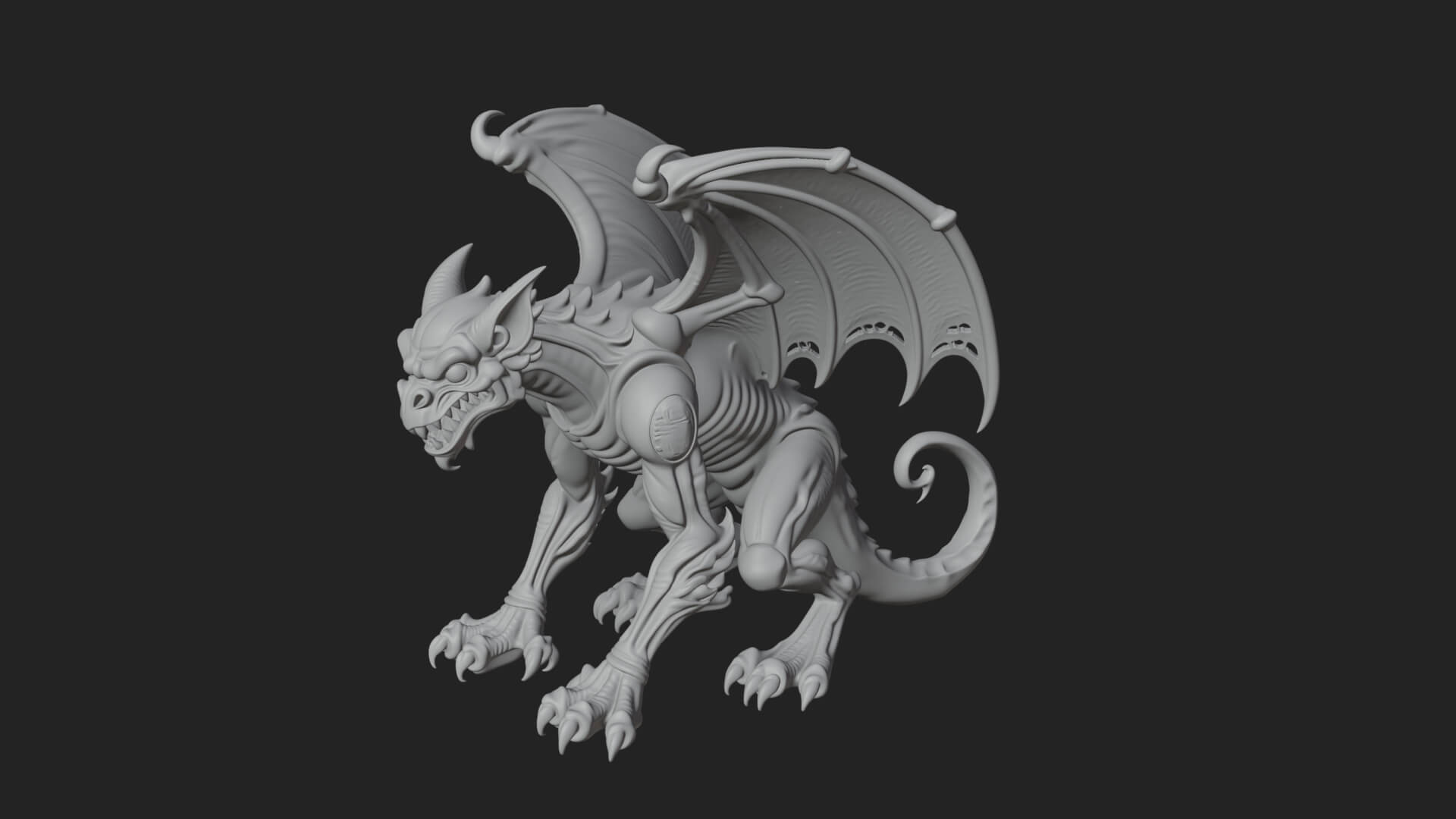 Winged Dragon Demon Statue Design 31 3D Print Model 3D Model