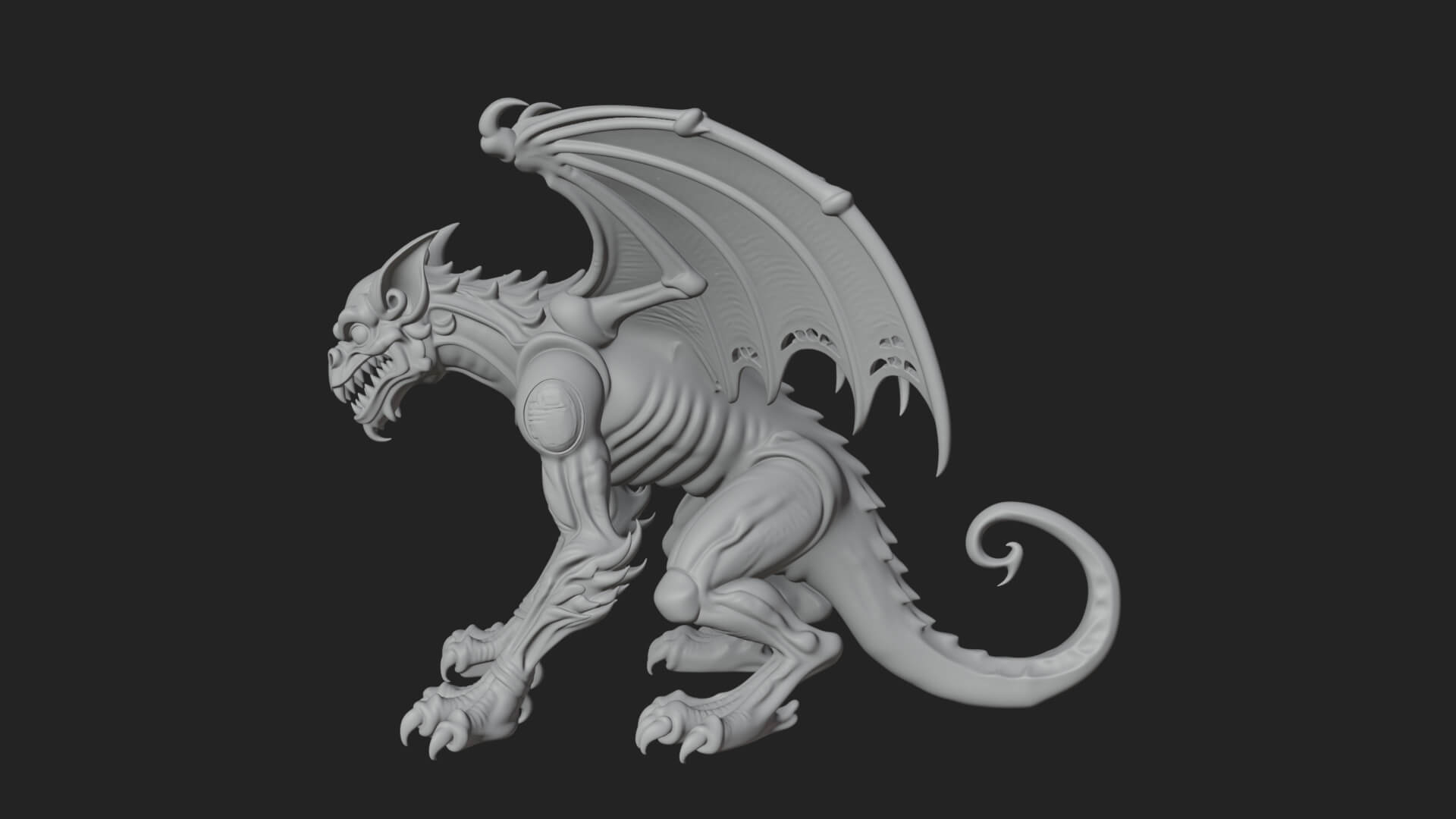 Winged Dragon Demon Statue Design 31 3D Print Model 3D Model