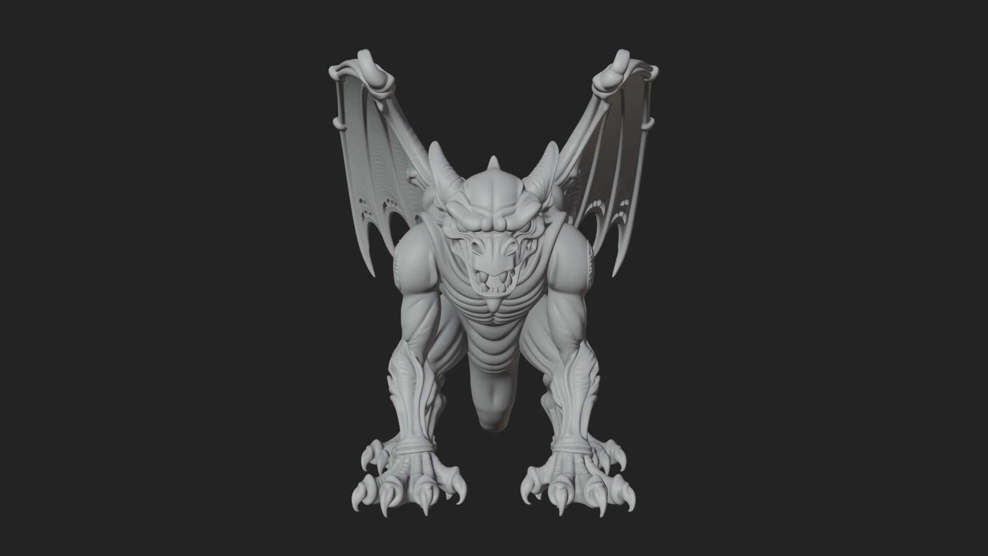 Winged Dragon Demon Statue Design 31 3D Print Model 3D Model