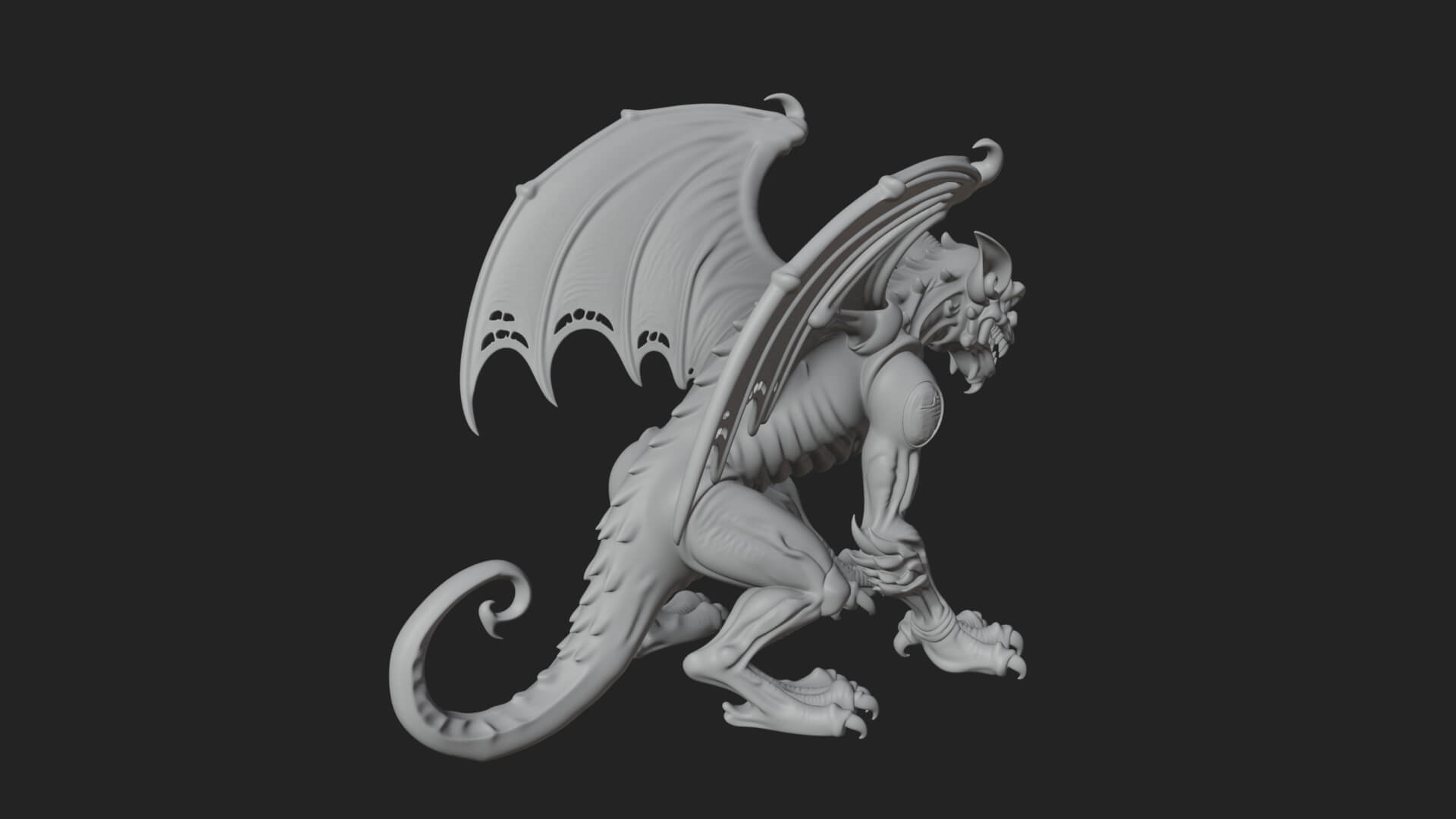 Winged Dragon Demon Statue Design 31 3D Print Model 3D Model
