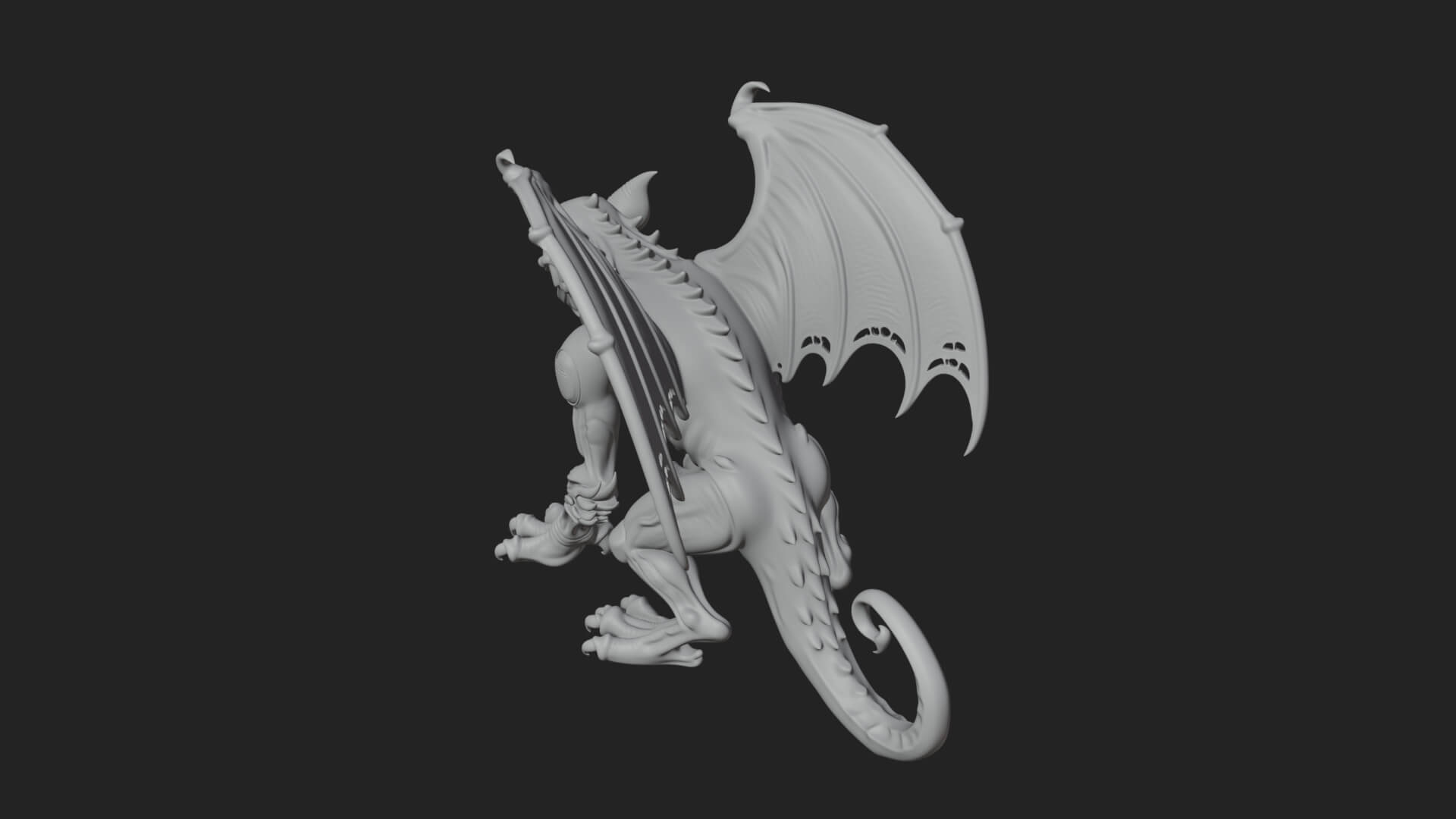 Winged Dragon Demon Statue Design 31 3D Print Model 3D Model