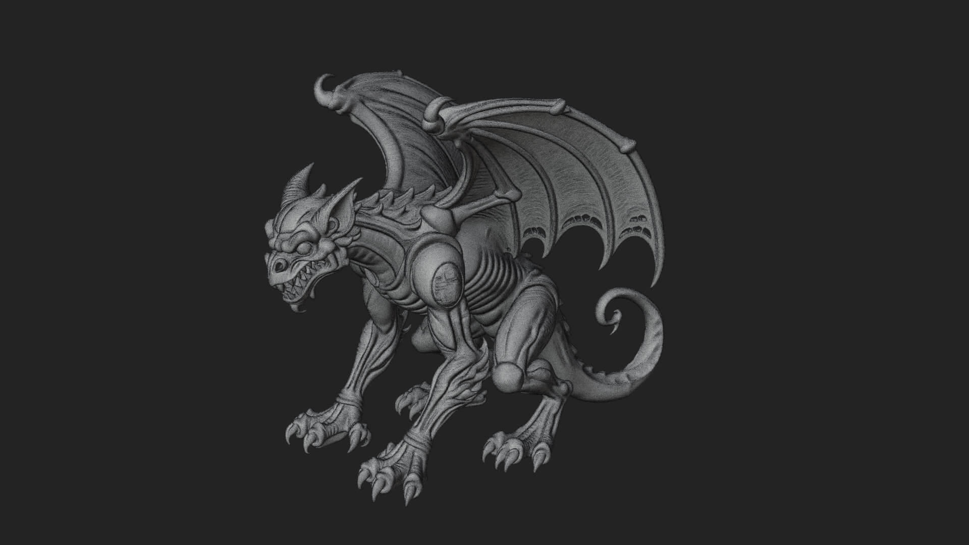 Winged Dragon Demon Statue Design 31 3D Print Model 3D Model