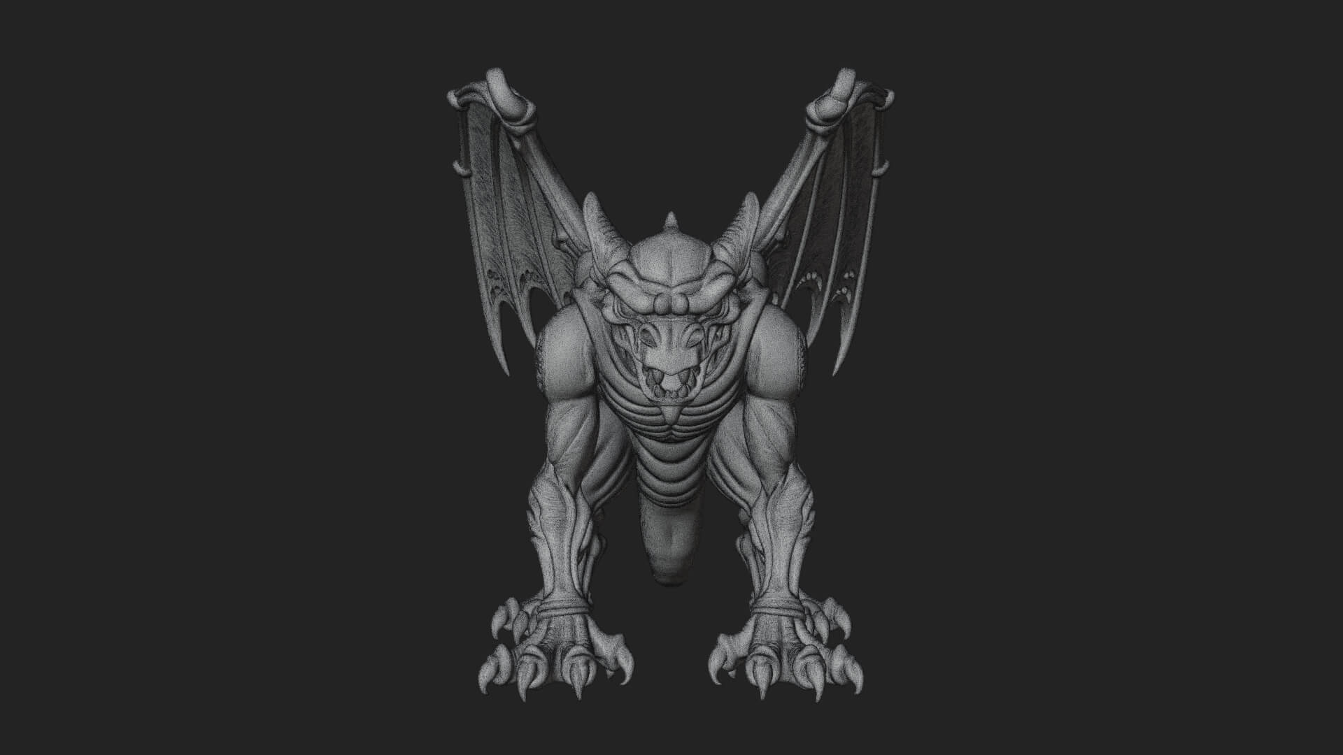 Winged Dragon Demon Statue Design 31 3D Print Model 3D Model