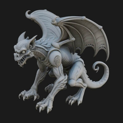 Winged Dragon Demon Statue Design 31 3D Print Model