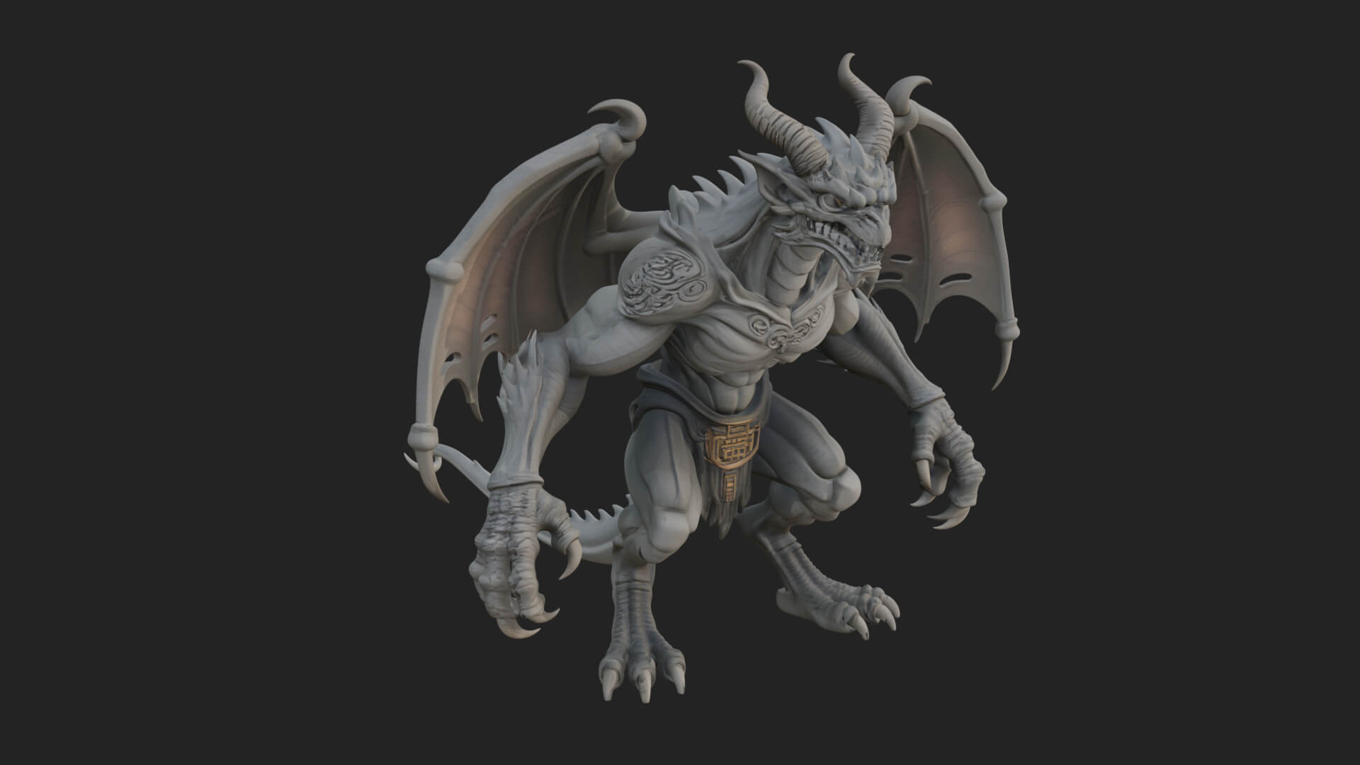 Winged Dragon Demon Statue Design 32 3D Print Model 3D Model