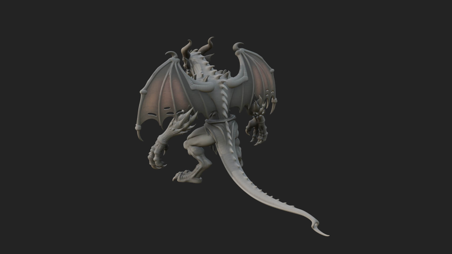 Winged Dragon Demon Statue Design 32 3D Print Model 3D Model